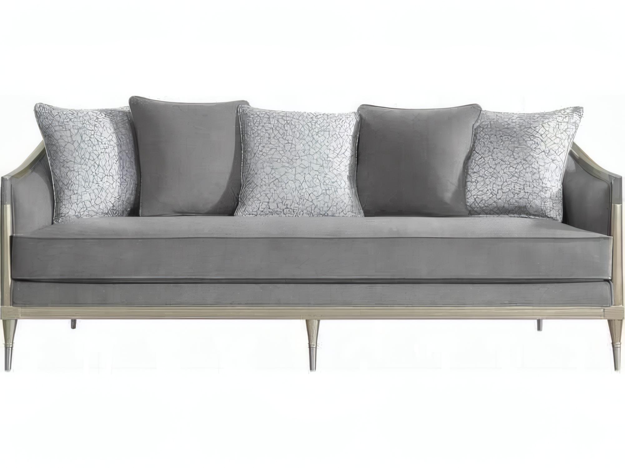 Acme Furniture Fernando Gray Chenille Champagne Upholstered Sofa