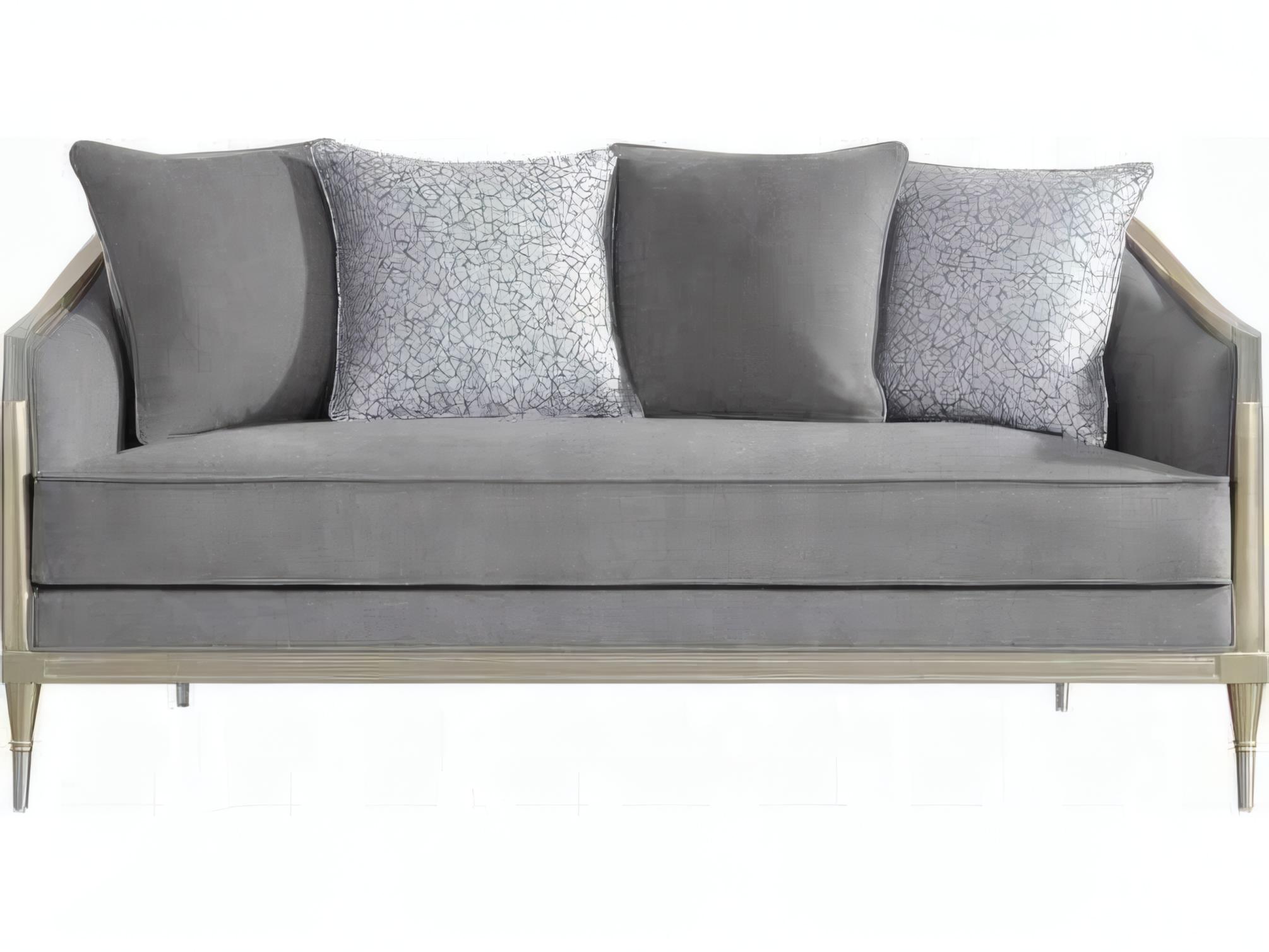 Acme Furniture Fernando Gray Chenille Champagne Upholstered Loveseat