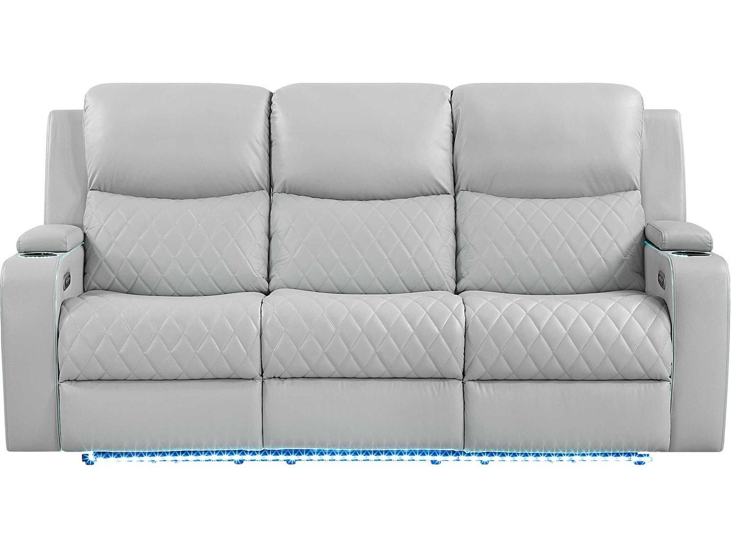 Acme Furniture Elonzo Light Gray Synthetic Leather Faux Sofa