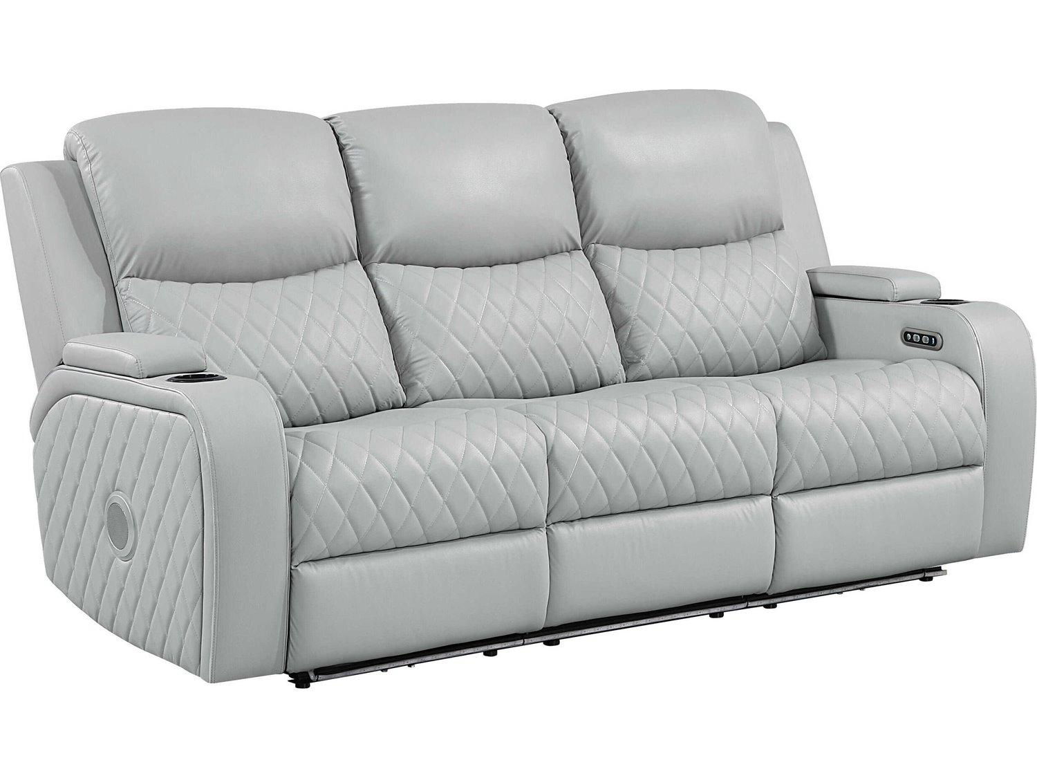 Acme Furniture Elonzo Light Gray Synthetic Leather Faux Sofa