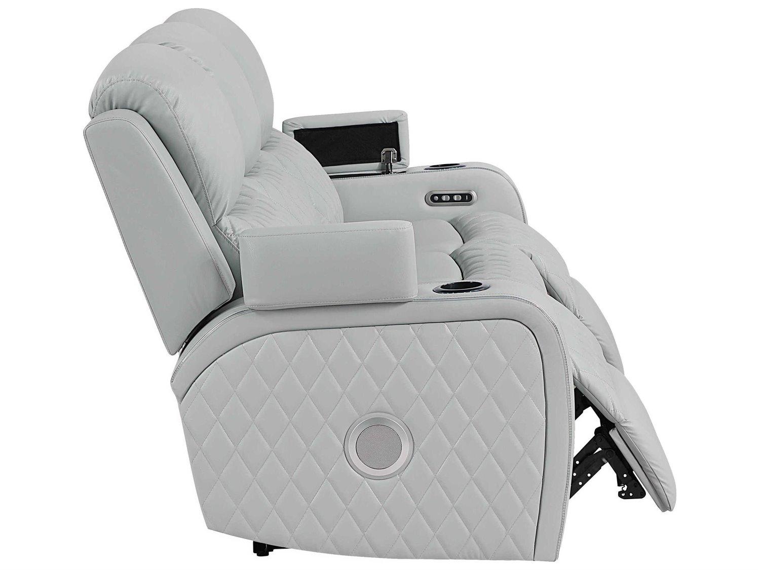 Acme Furniture Elonzo Light Gray Synthetic Leather Faux Sofa