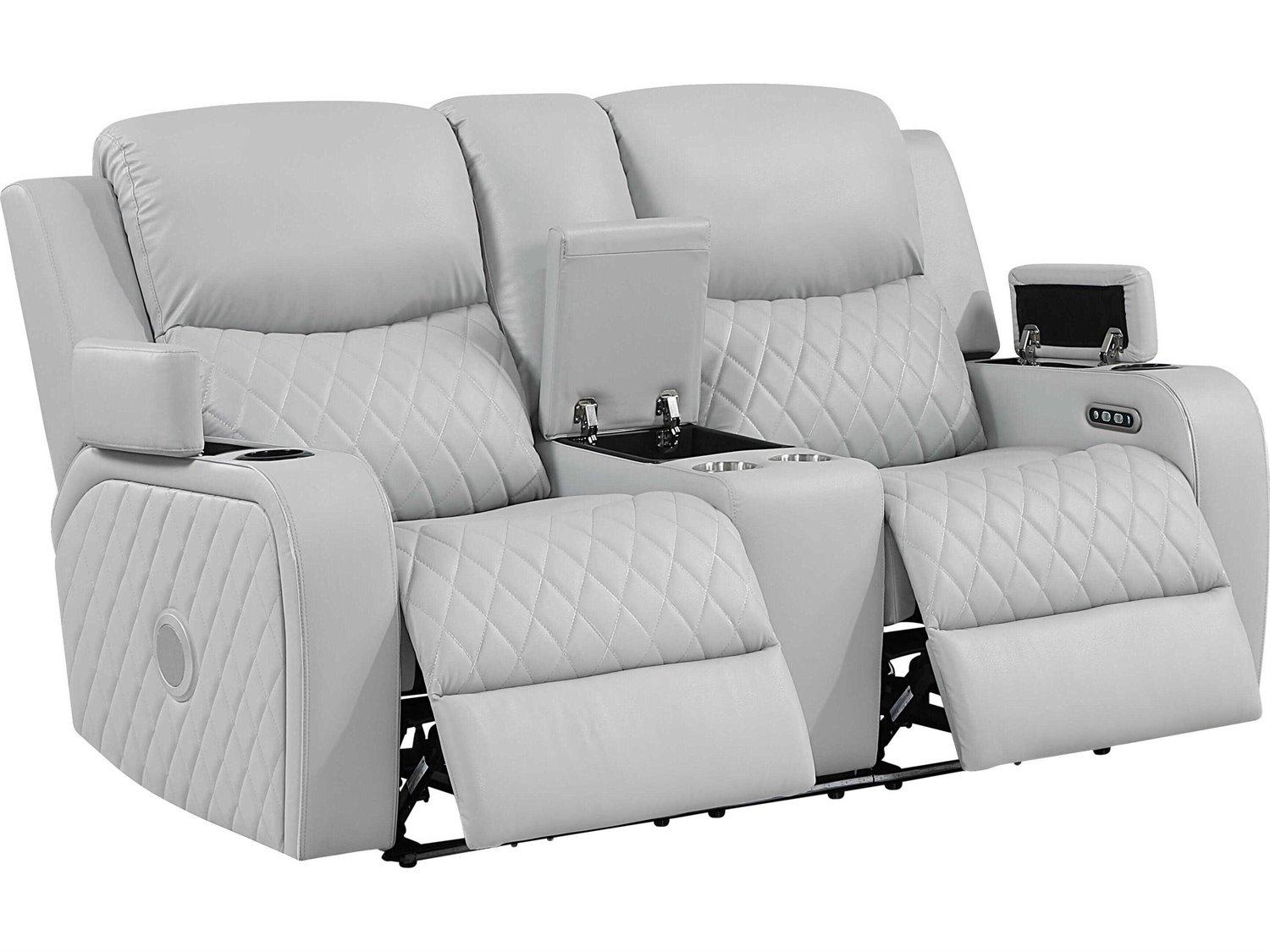 Acme Furniture Elonzo Light Gray Synthetic Leather Faux Sofa