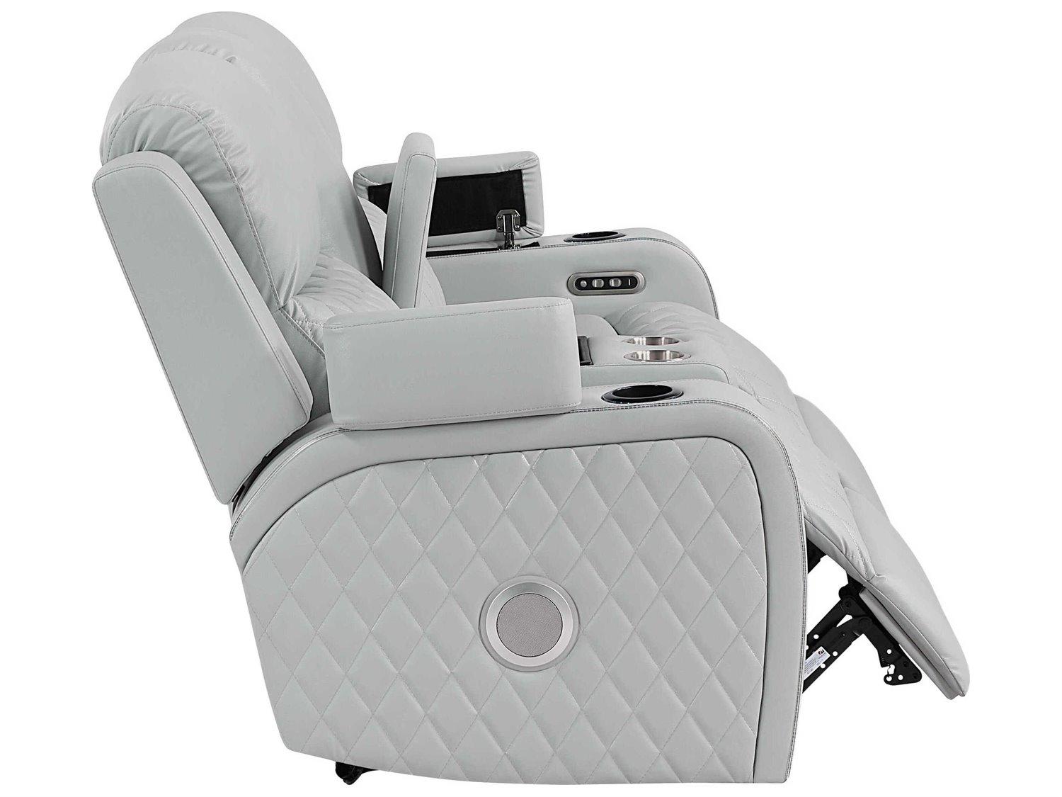 Acme Furniture Elonzo Light Gray Synthetic Leather Faux Sofa