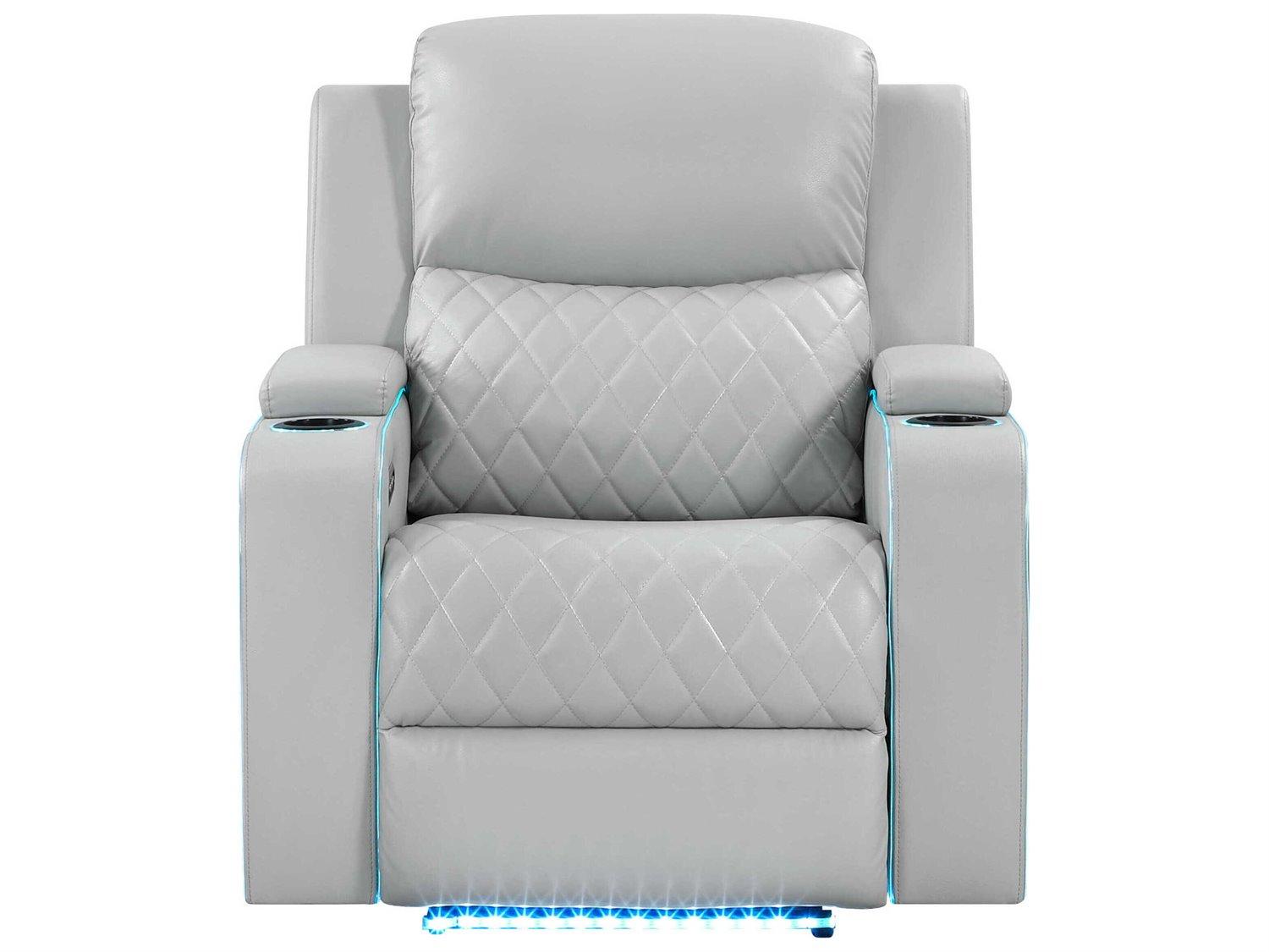 Acme Furniture Elonzo Light Gray Synthetic Leather Faux Recliner