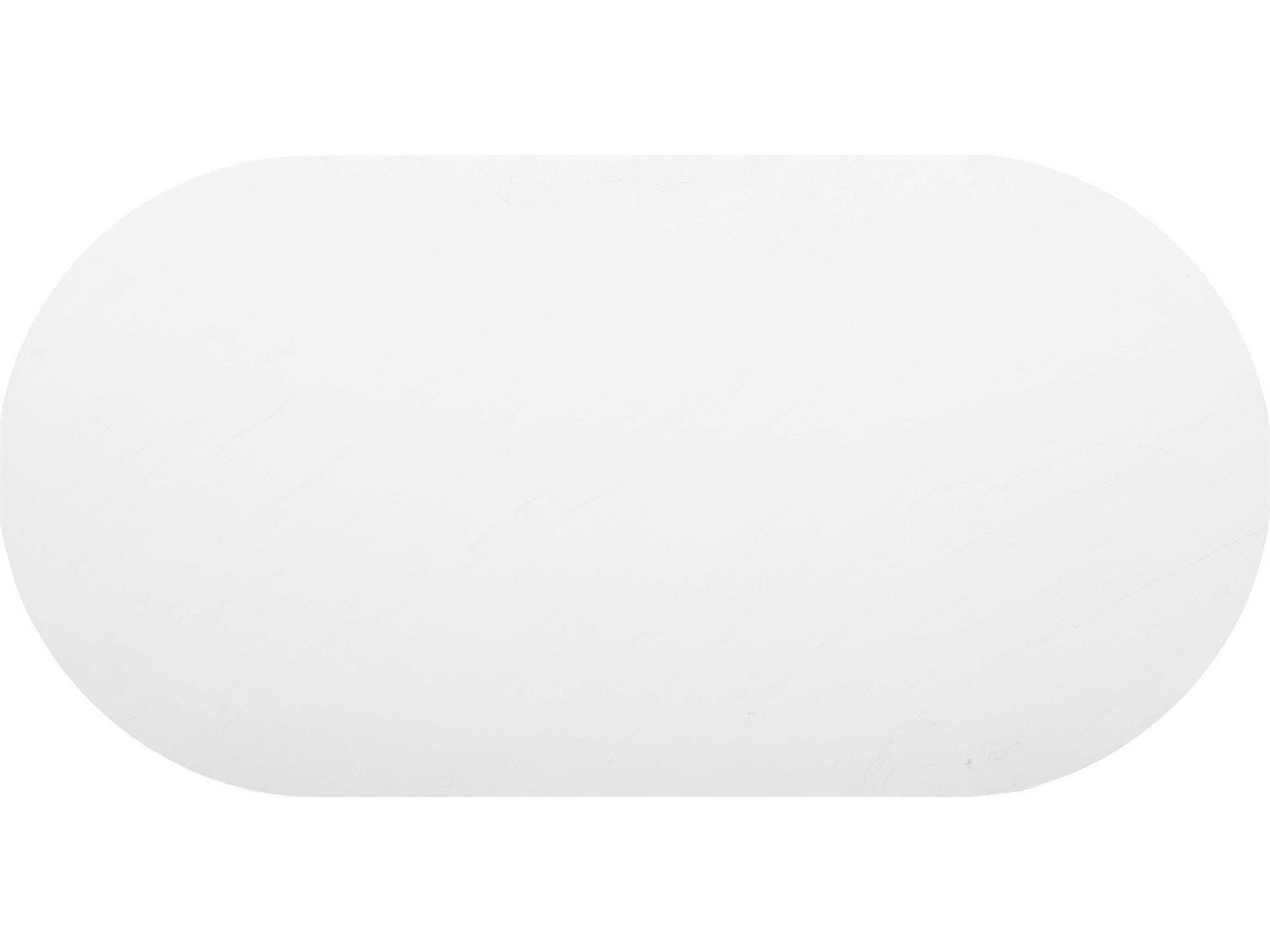 Acme Furniture Clayten Oval Faux Marble Engineering Top Light Oak Coffee Table