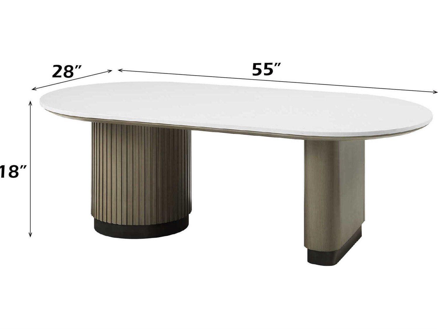 Acme Furniture Clayten Oval Faux Marble Engineering Top Light Oak Coffee Table