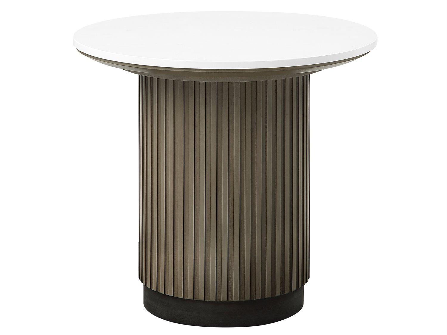 Acme Furniture Clayten Round Faux Marble Engineering Top Light Oak End Table