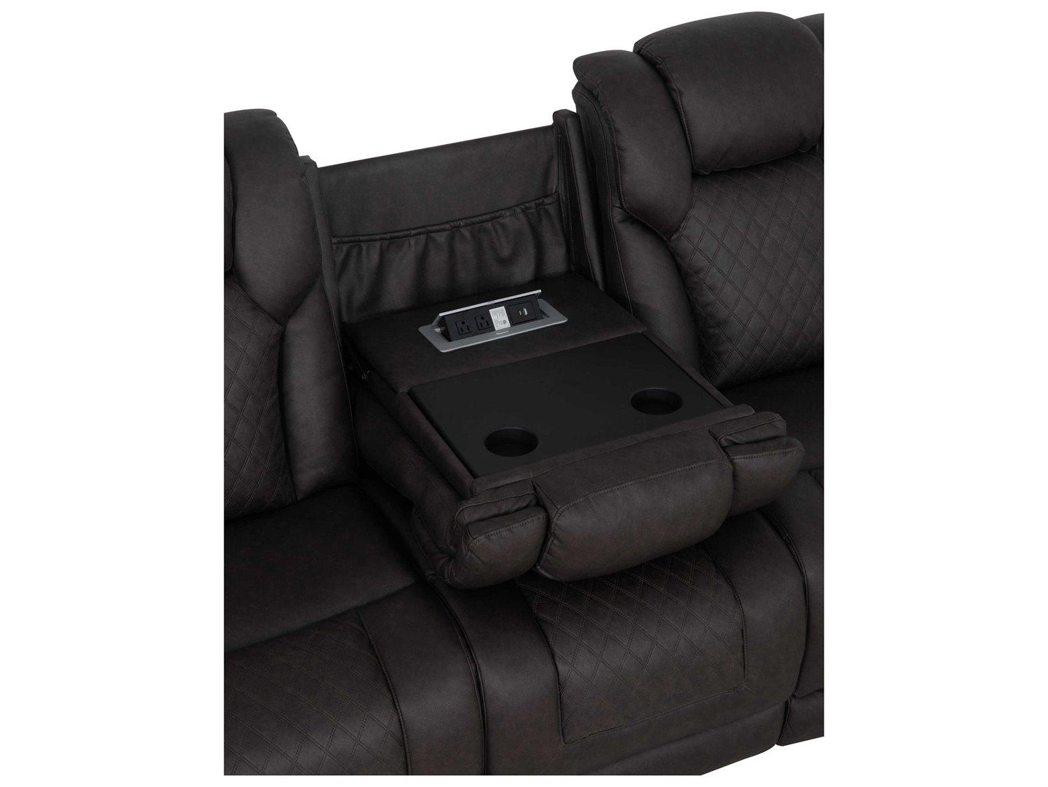 Acme Furniture Wendell Dark Gray Microfiber Black Upholstered Sofa