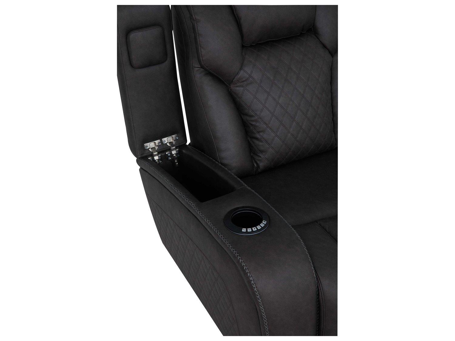 Acme Furniture Wendell Dark Gray Microfiber Black Upholstered Sofa