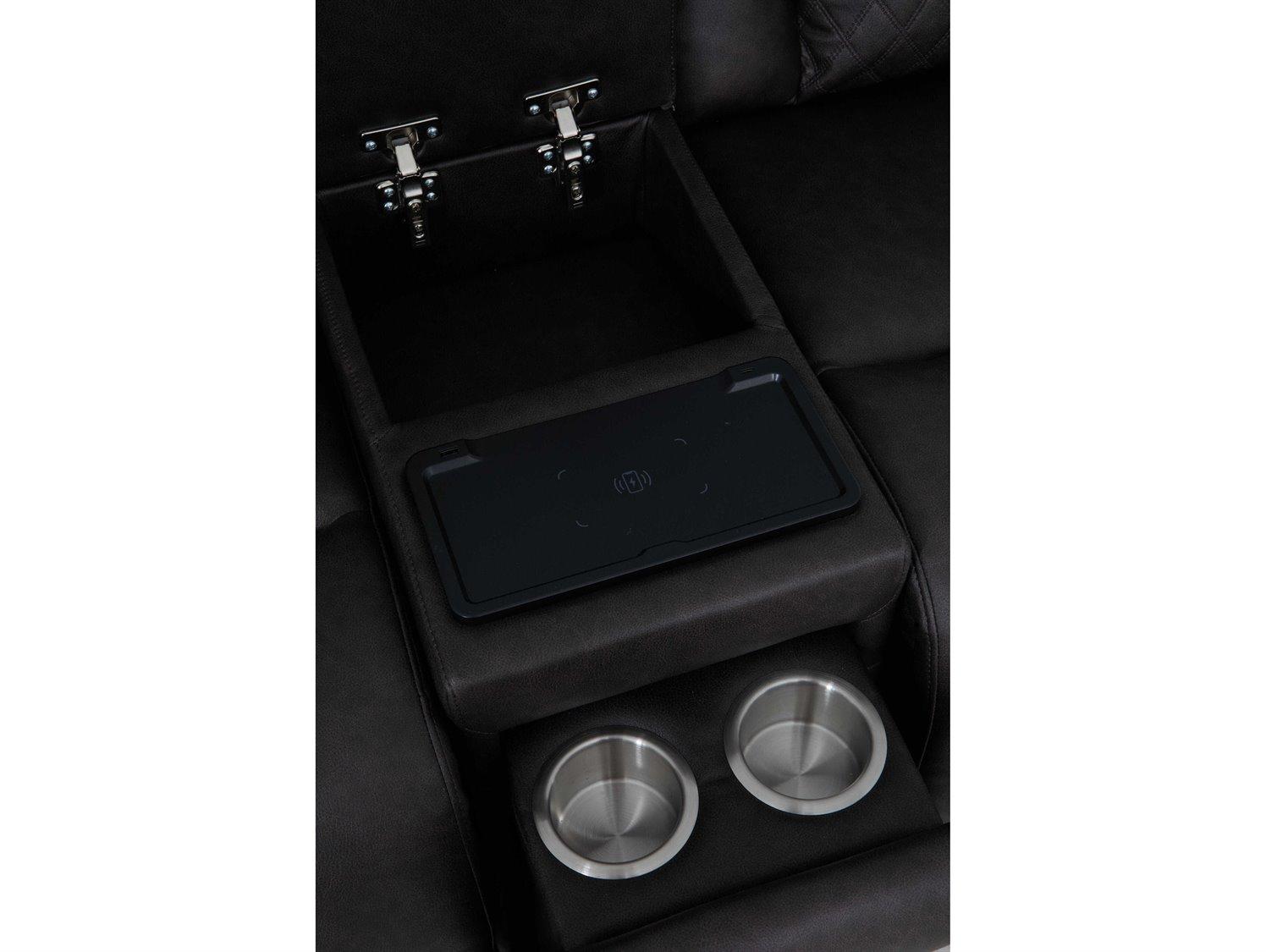 Acme Furniture Wendell Dark Gray Microfiber Black Upholstered Sofa