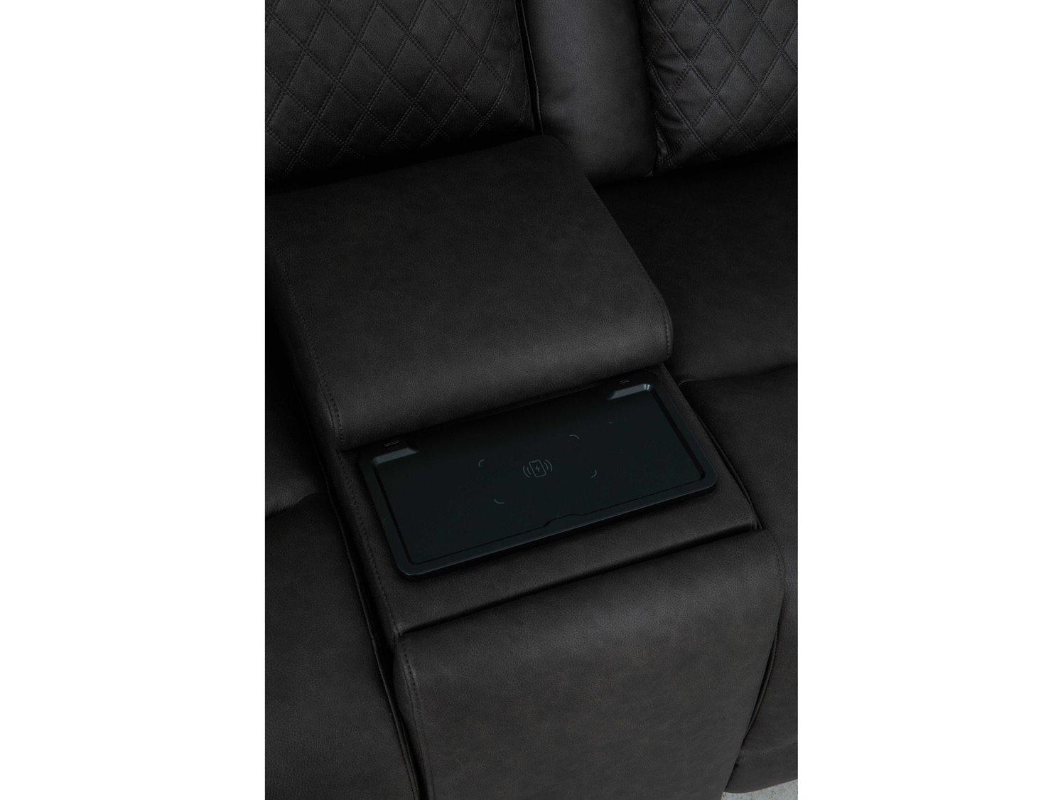 Acme Furniture Wendell Dark Gray Microfiber Black Upholstered Sofa