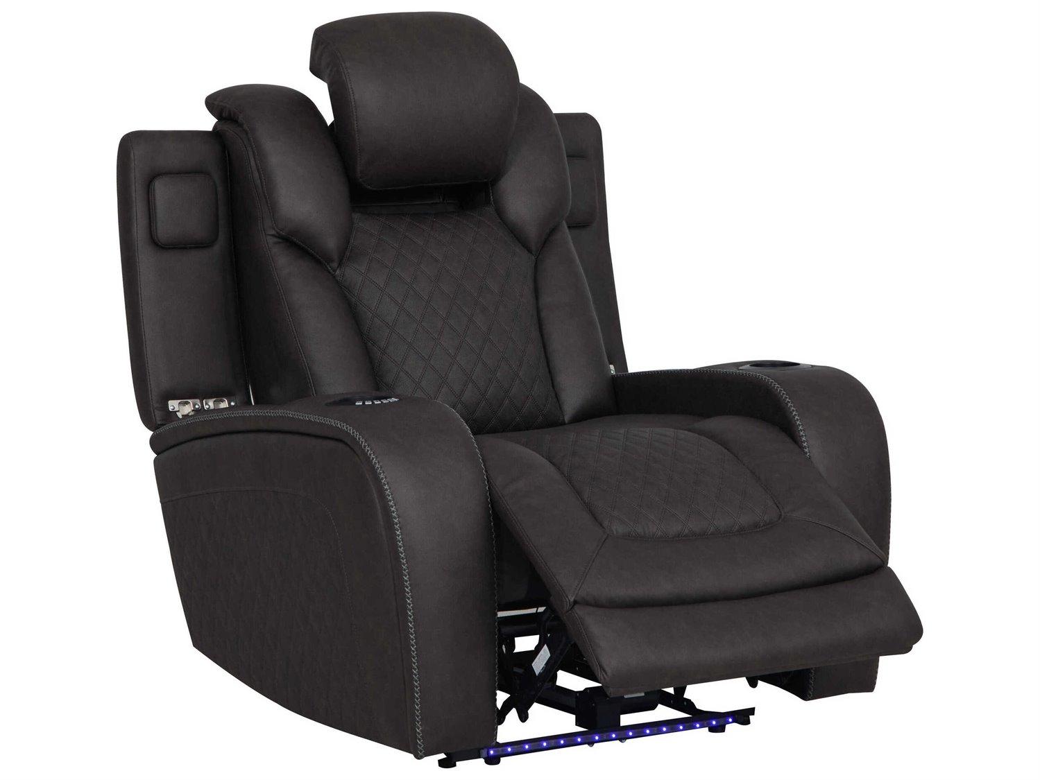 Acme Furniture Wendell Dark Gray Microfiber Black Upholstered Recliner