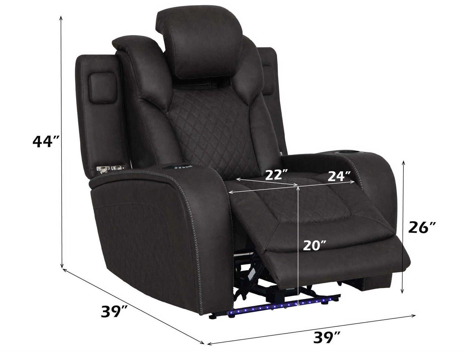 Acme Furniture Wendell Dark Gray Microfiber Black Upholstered Recliner