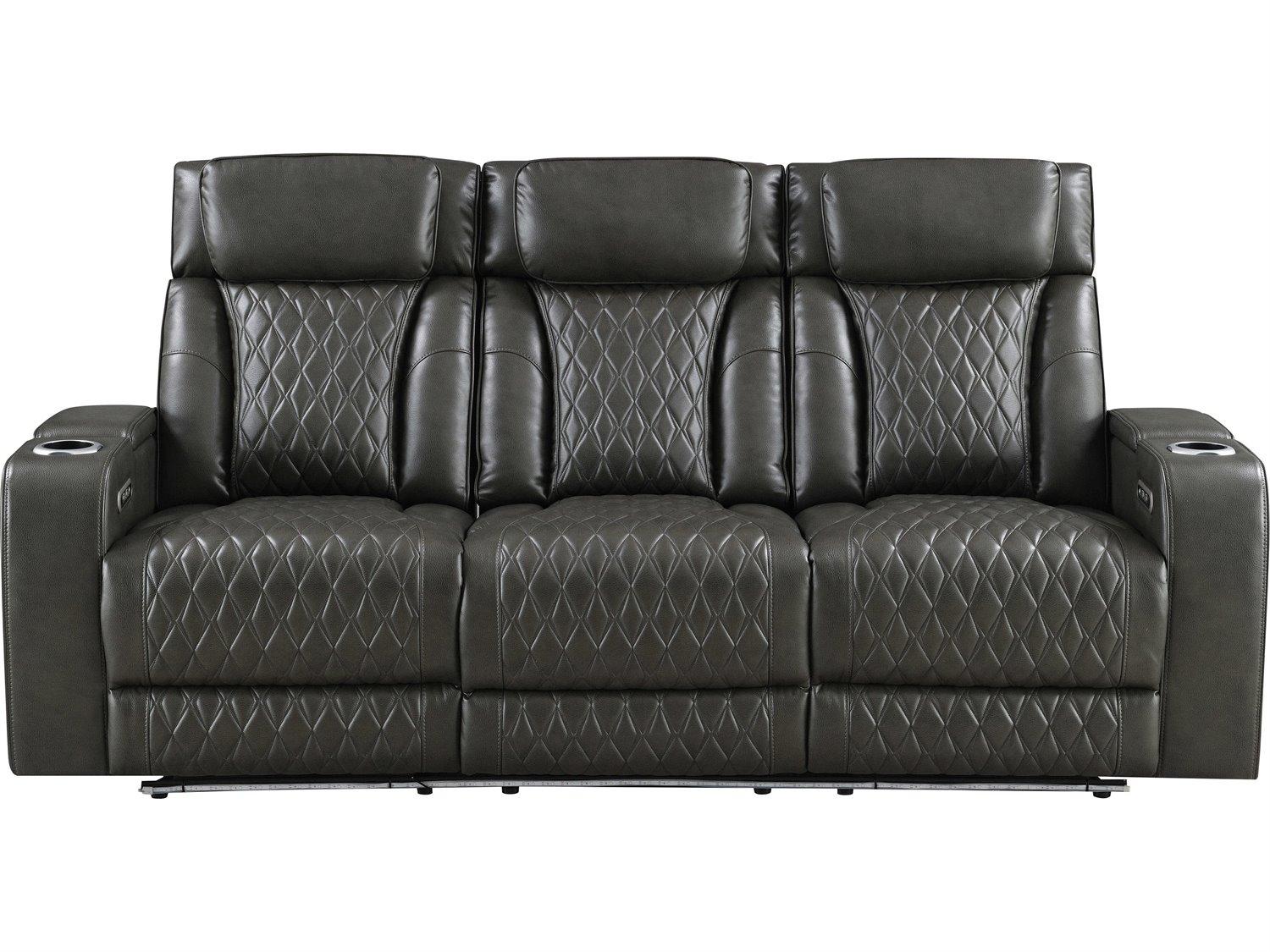 Acme Furniture Taddeo Dark Gray Synthetic Leather Black Faux Sofa