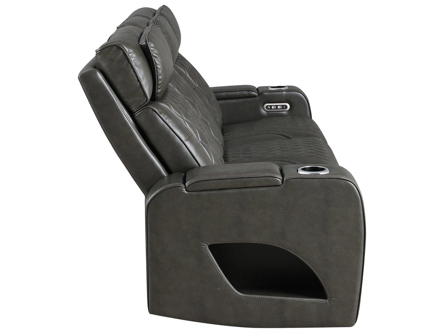 Acme Furniture Taddeo Dark Gray Synthetic Leather Black Faux Sofa