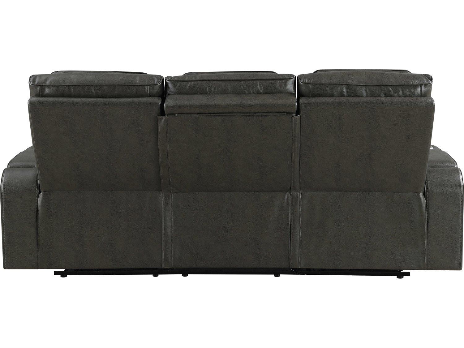 Acme Furniture Taddeo Dark Gray Synthetic Leather Black Faux Sofa