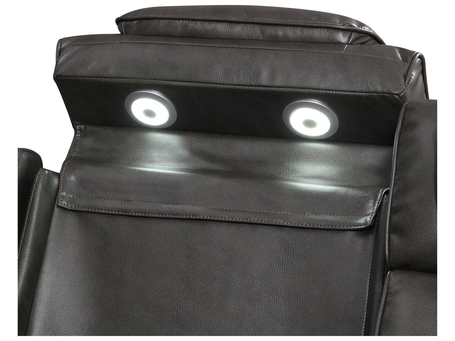 Acme Furniture Taddeo Dark Gray Synthetic Leather Black Faux Sofa