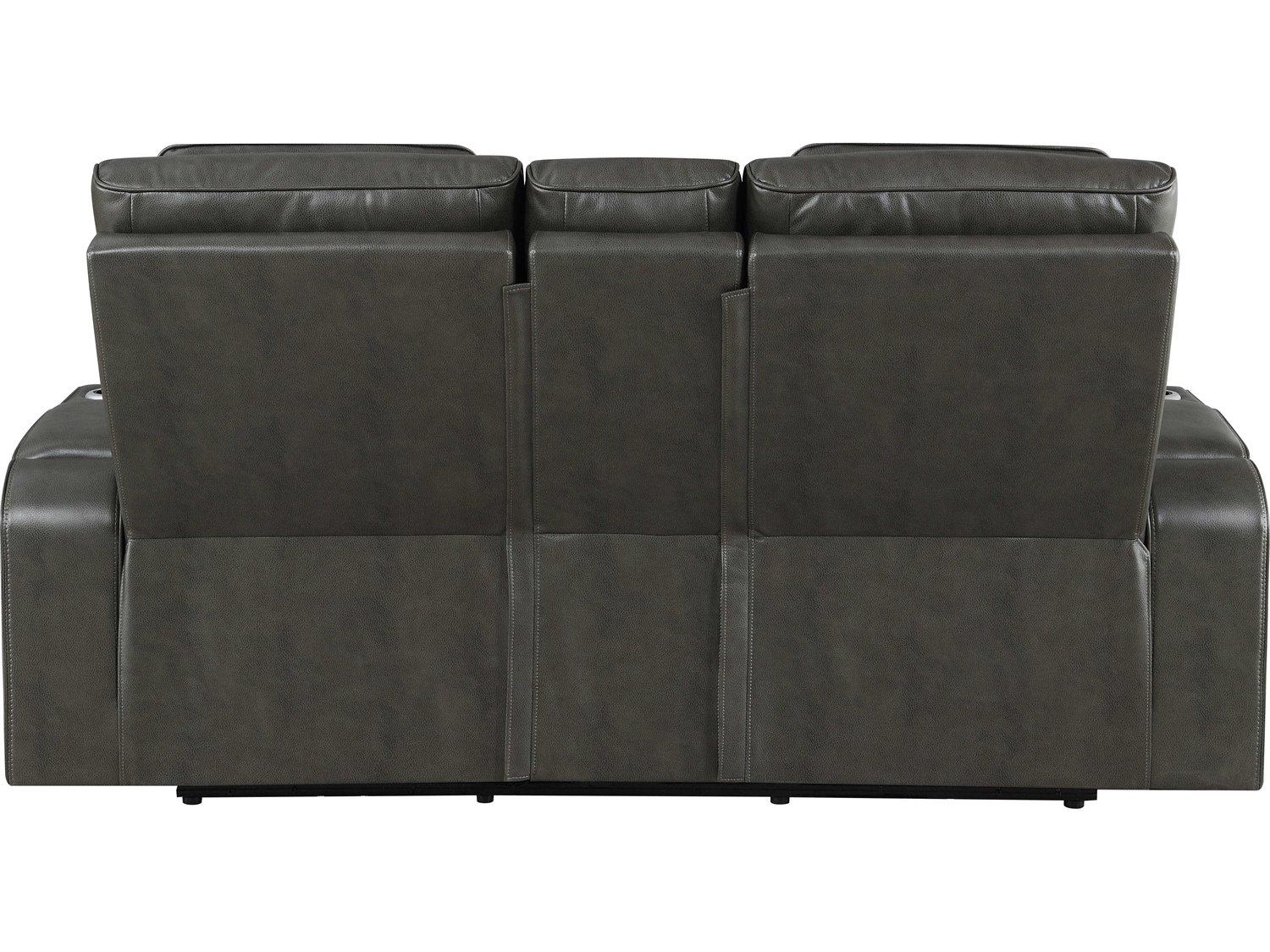 Acme Furniture Taddeo Dark Gray Synthetic Leather Black Faux Sofa