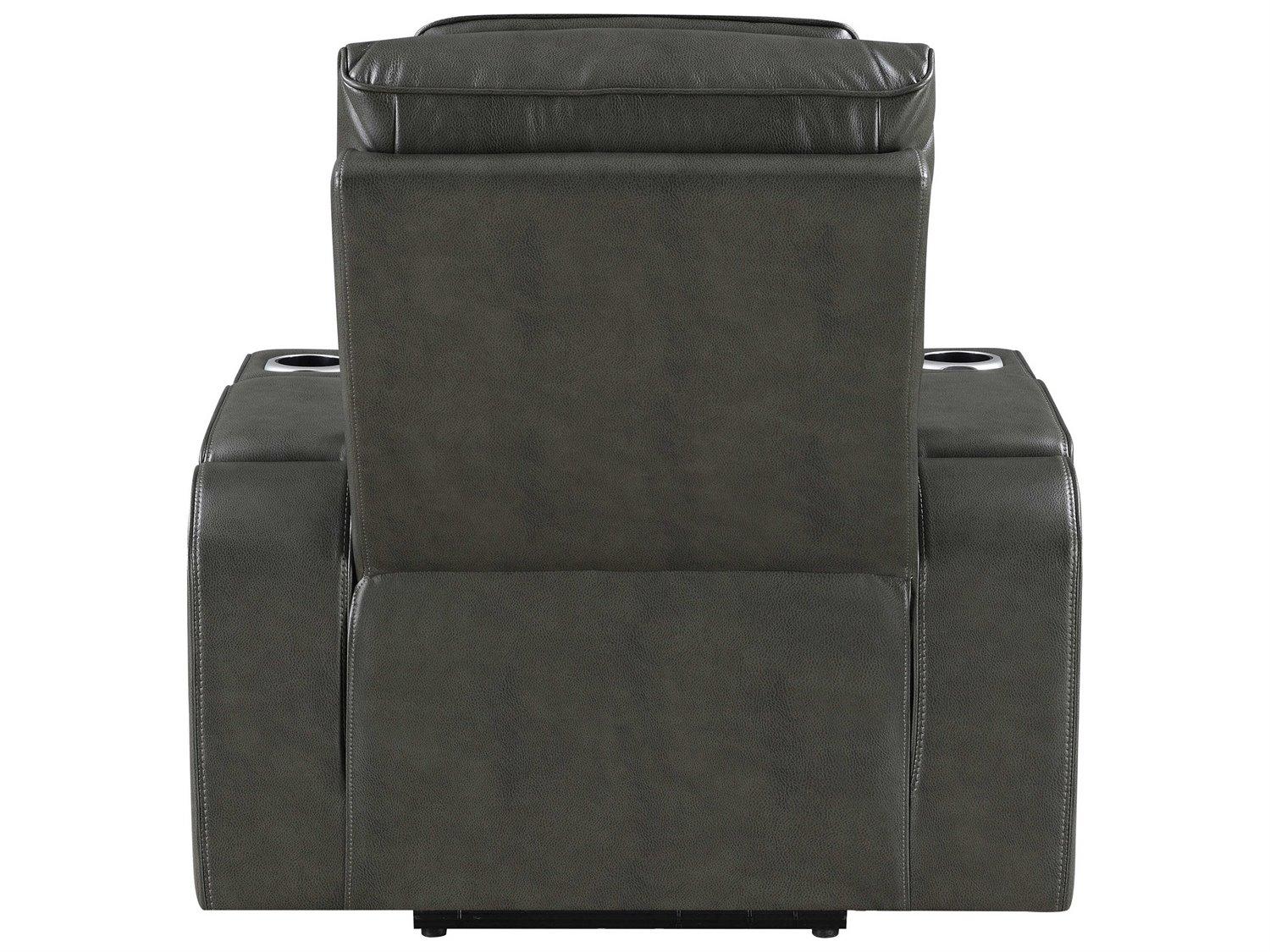 Acme Furniture Taddeo Dark Gray Synthetic Leather Black Faux Recliner