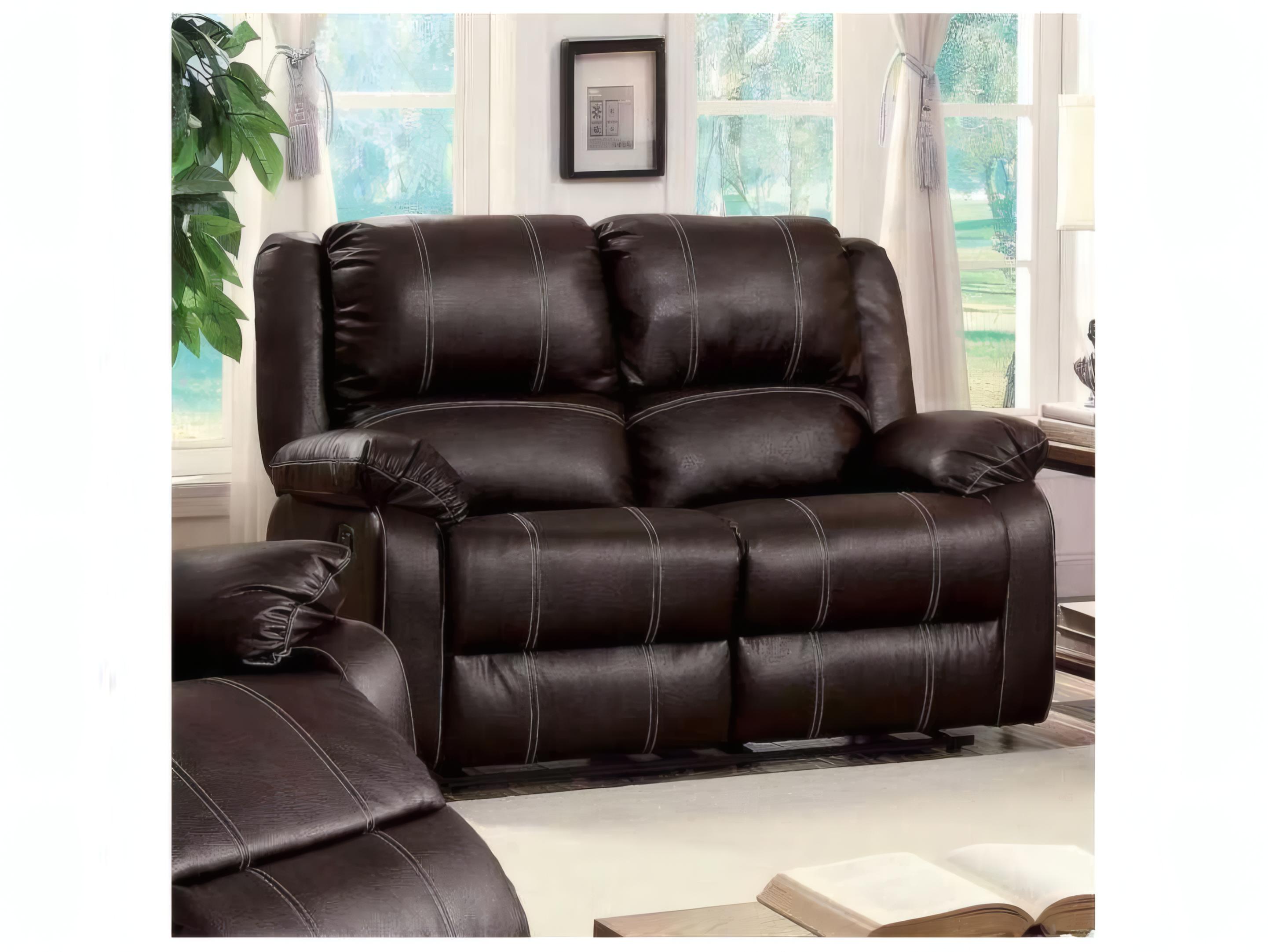 Acme Furniture Zuriel Brown Synthetic Leather Faux Loveseat