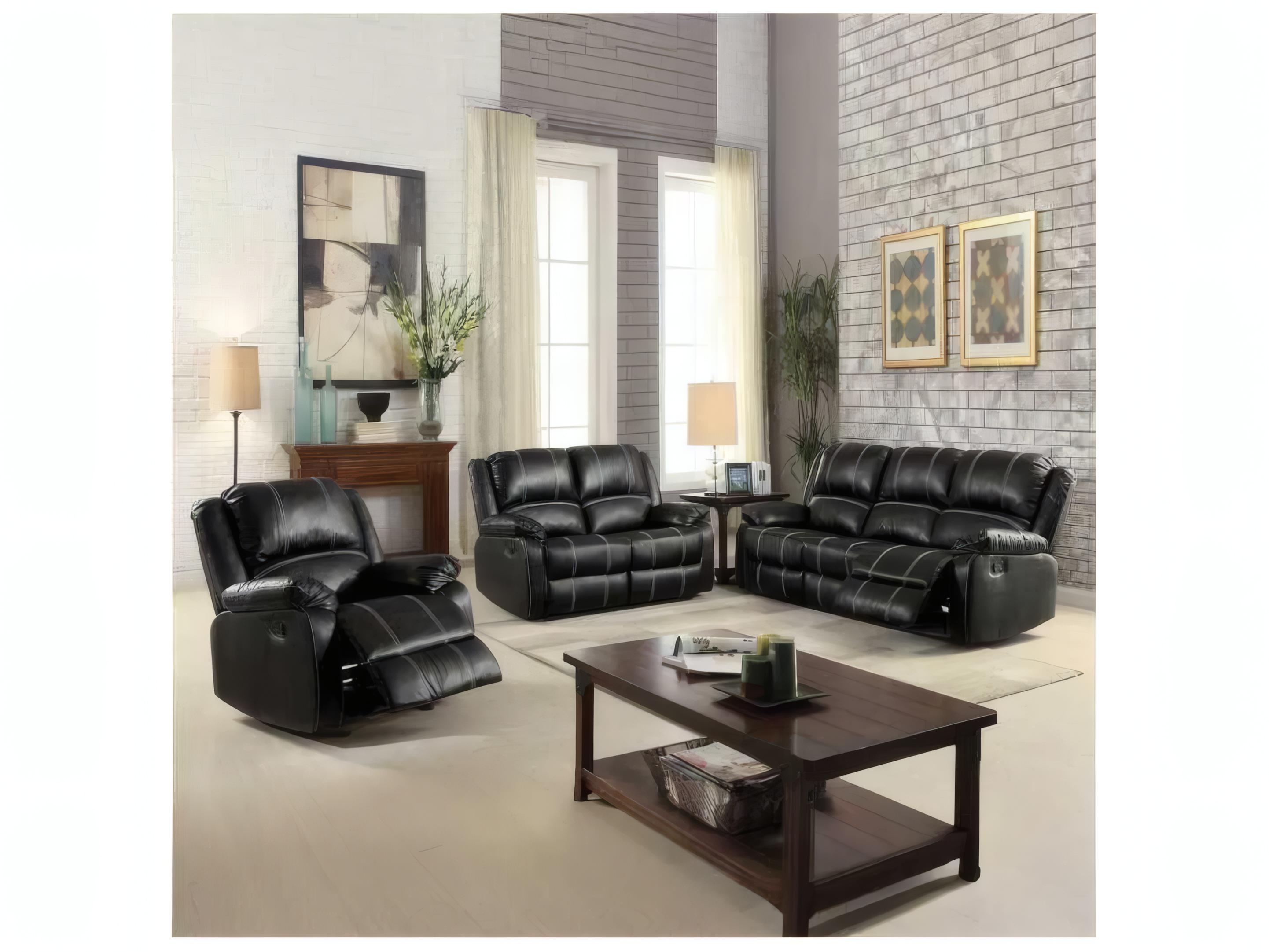 Acme Furniture Zuriel Black Synthetic Leather Faux Sofa