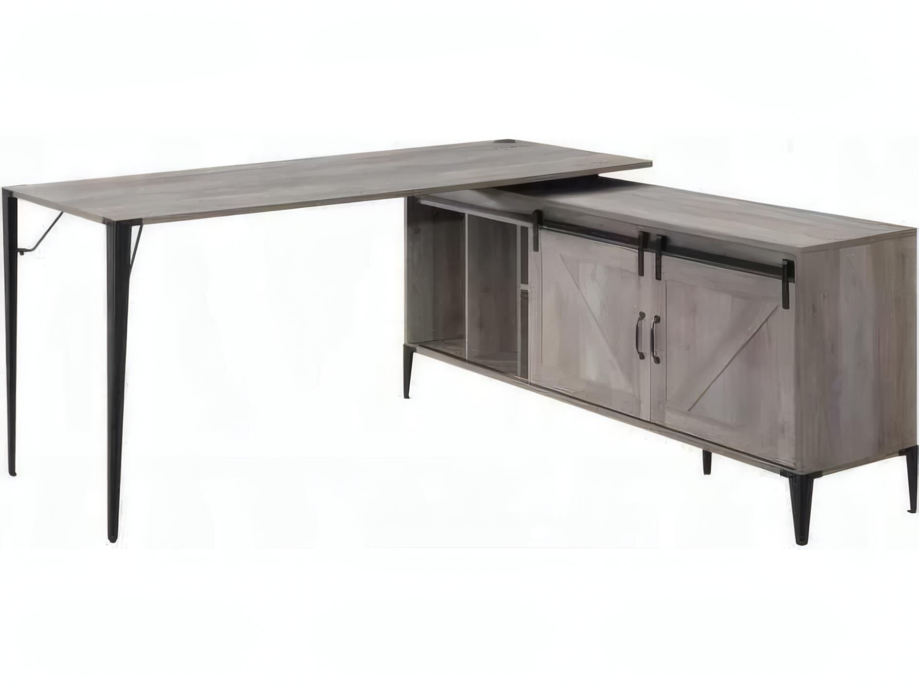 Acme Furniture Zakwani Gray Oak Black L-Shaped Desk