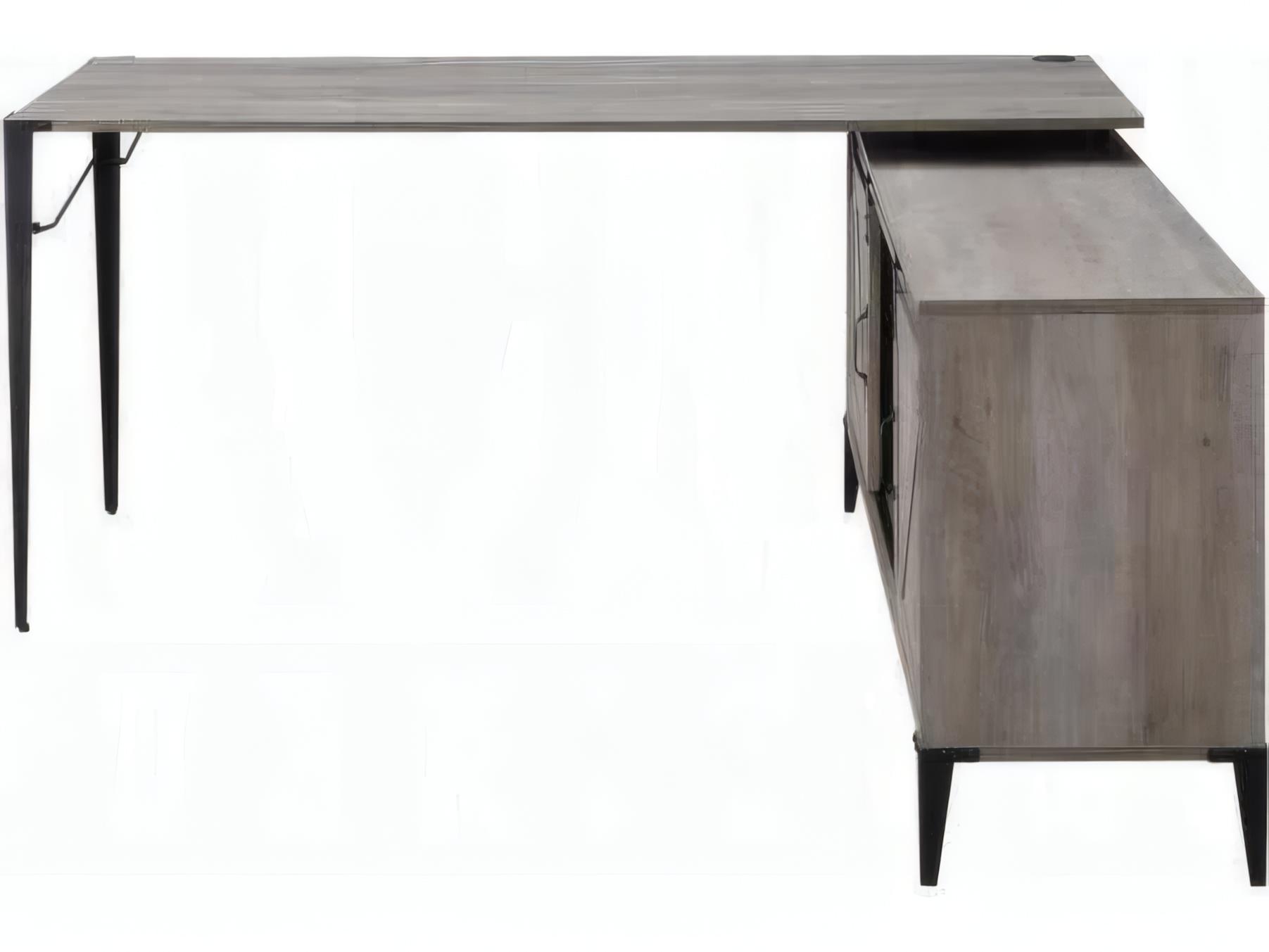 Acme Furniture Zakwani Gray Oak Black L-Shaped Desk