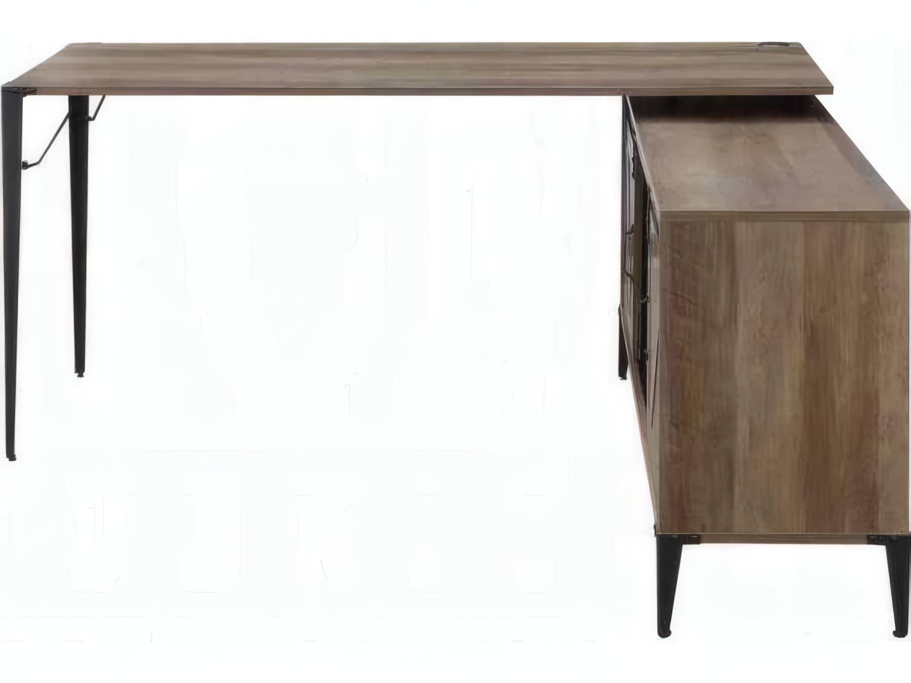 Acme Furniture Zakwani Rustic Oak Black Brown L-Shaped Desk