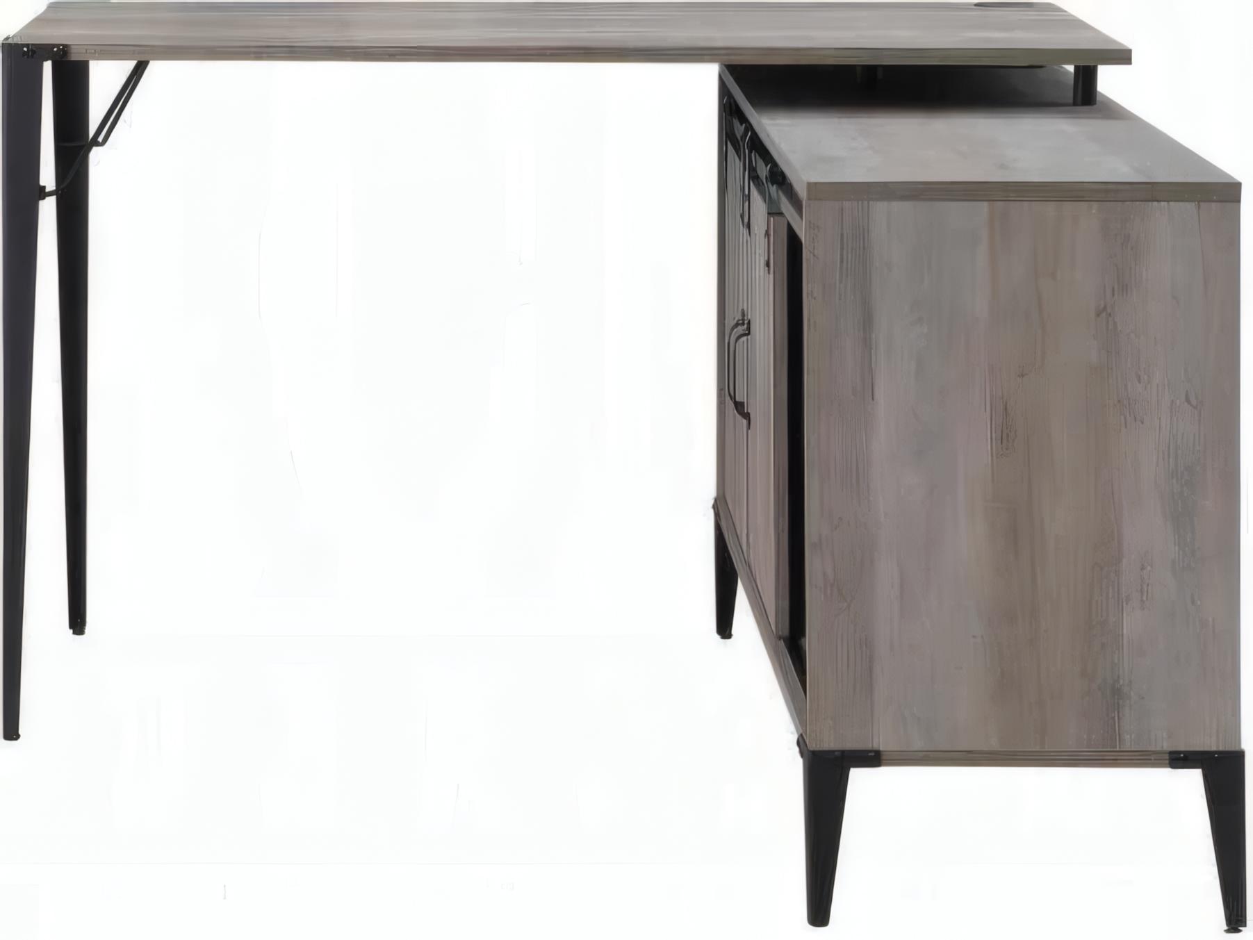 Acme Furniture Zakwani Gray Oak Black L-Shaped Desk