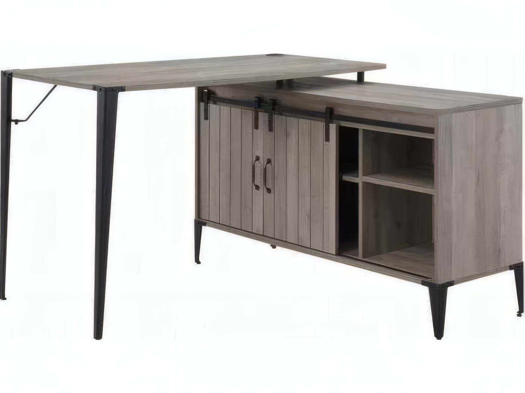Acme Furniture Zakwani Gray Oak Black L-Shaped Desk