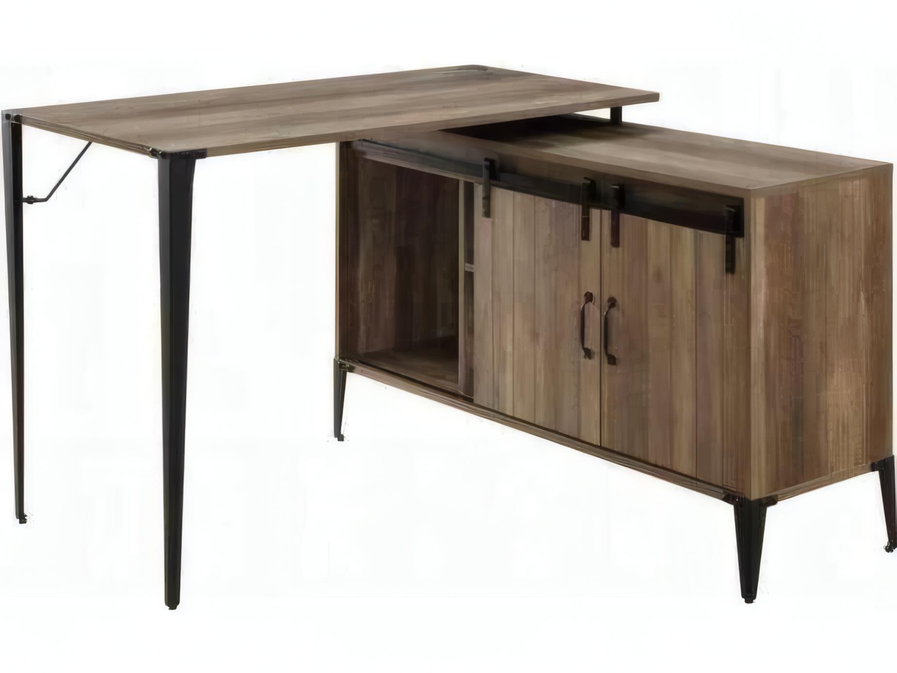 Acme Furniture Zakwani Rustic Oak Black Brown L-Shaped Desk