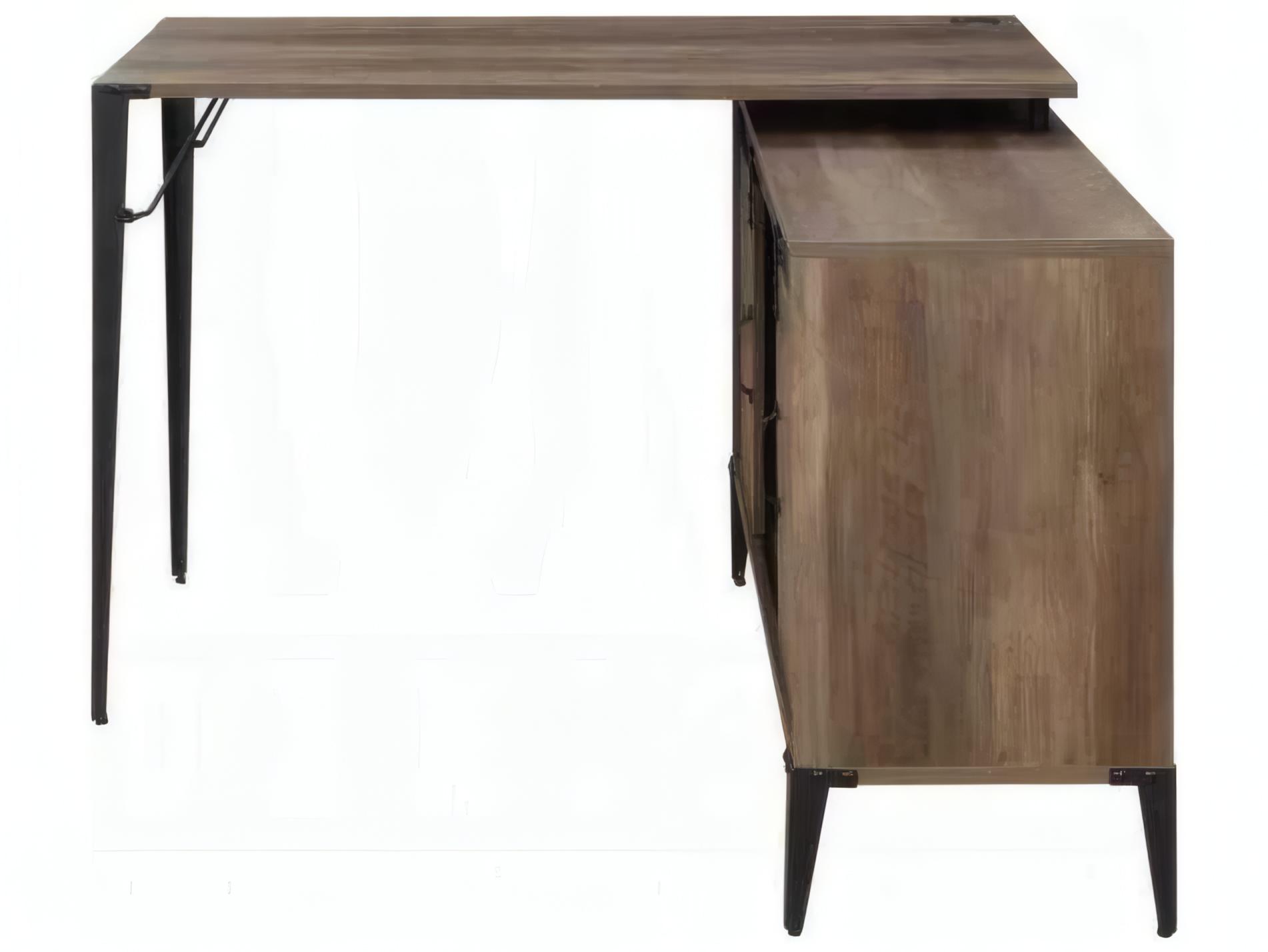 Acme Furniture Zakwani Rustic Oak Black Brown L-Shaped Desk
