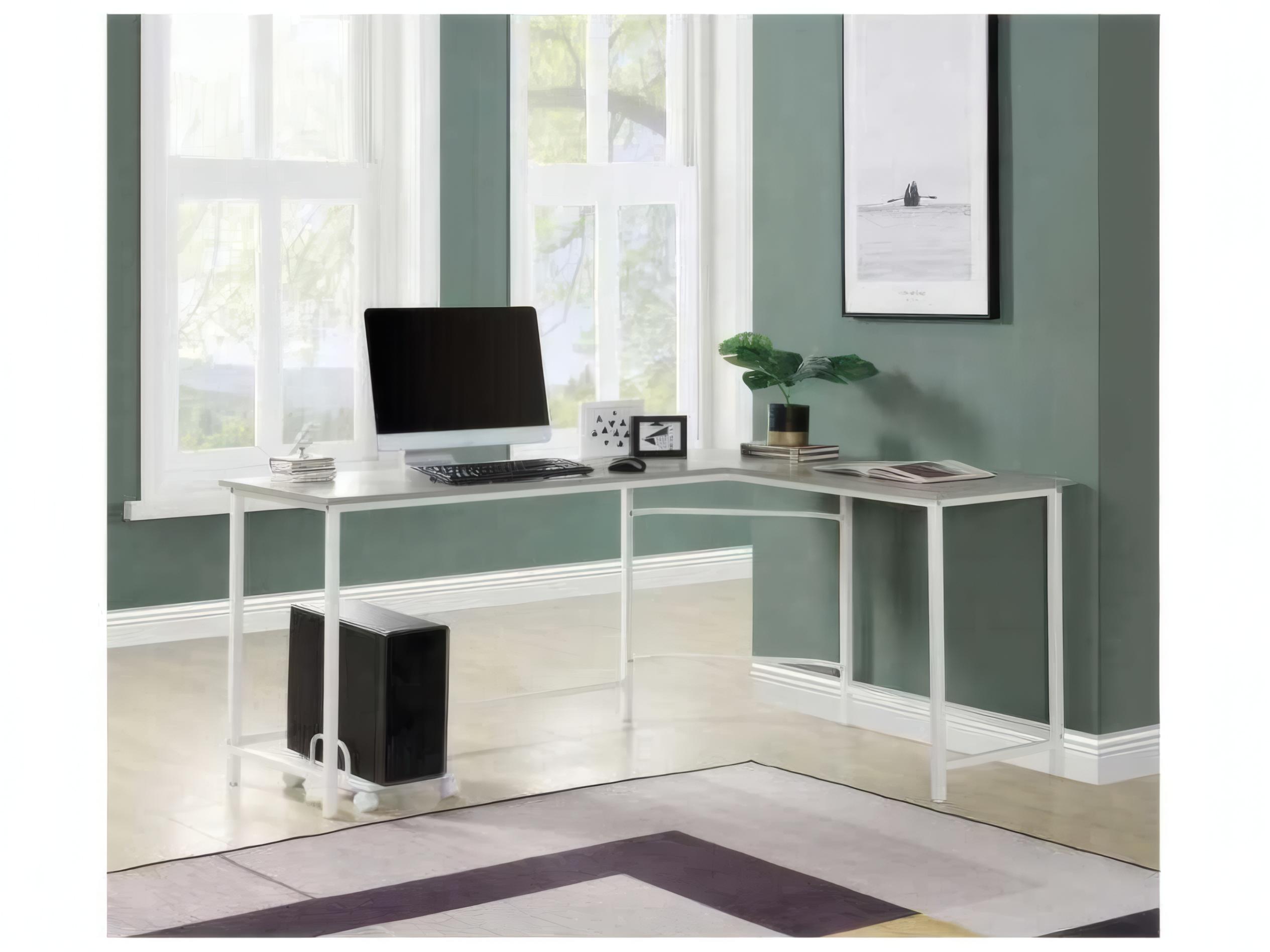 Acme Furniture Gray White L-Shaped Desk