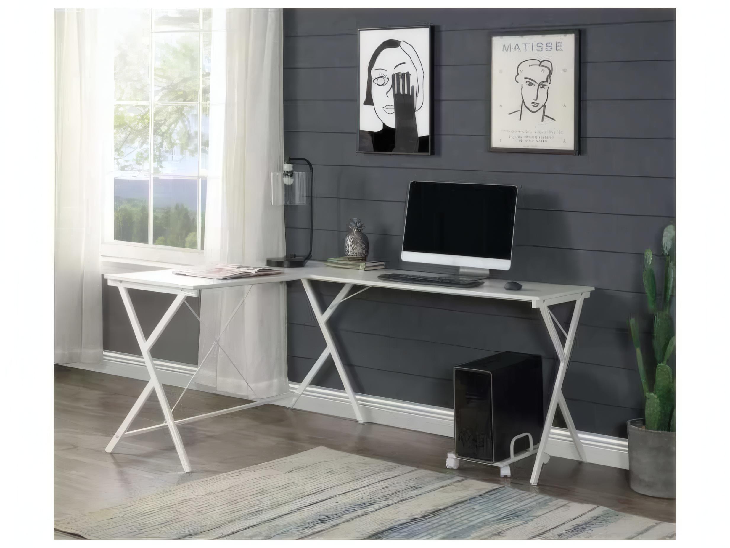 Acme Furniture Demas White L-Shaped Desk