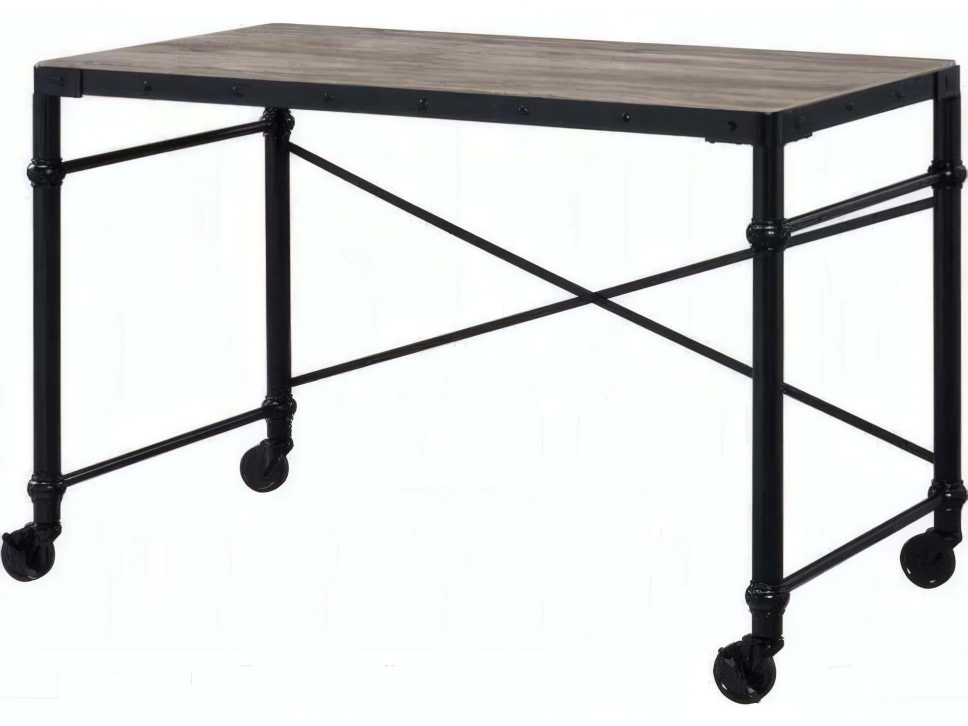 Acme Furniture Rustic Oak Black Writing Desk
