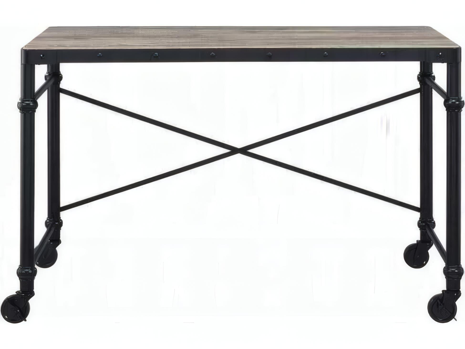 Acme Furniture Rustic Oak Black Writing Desk