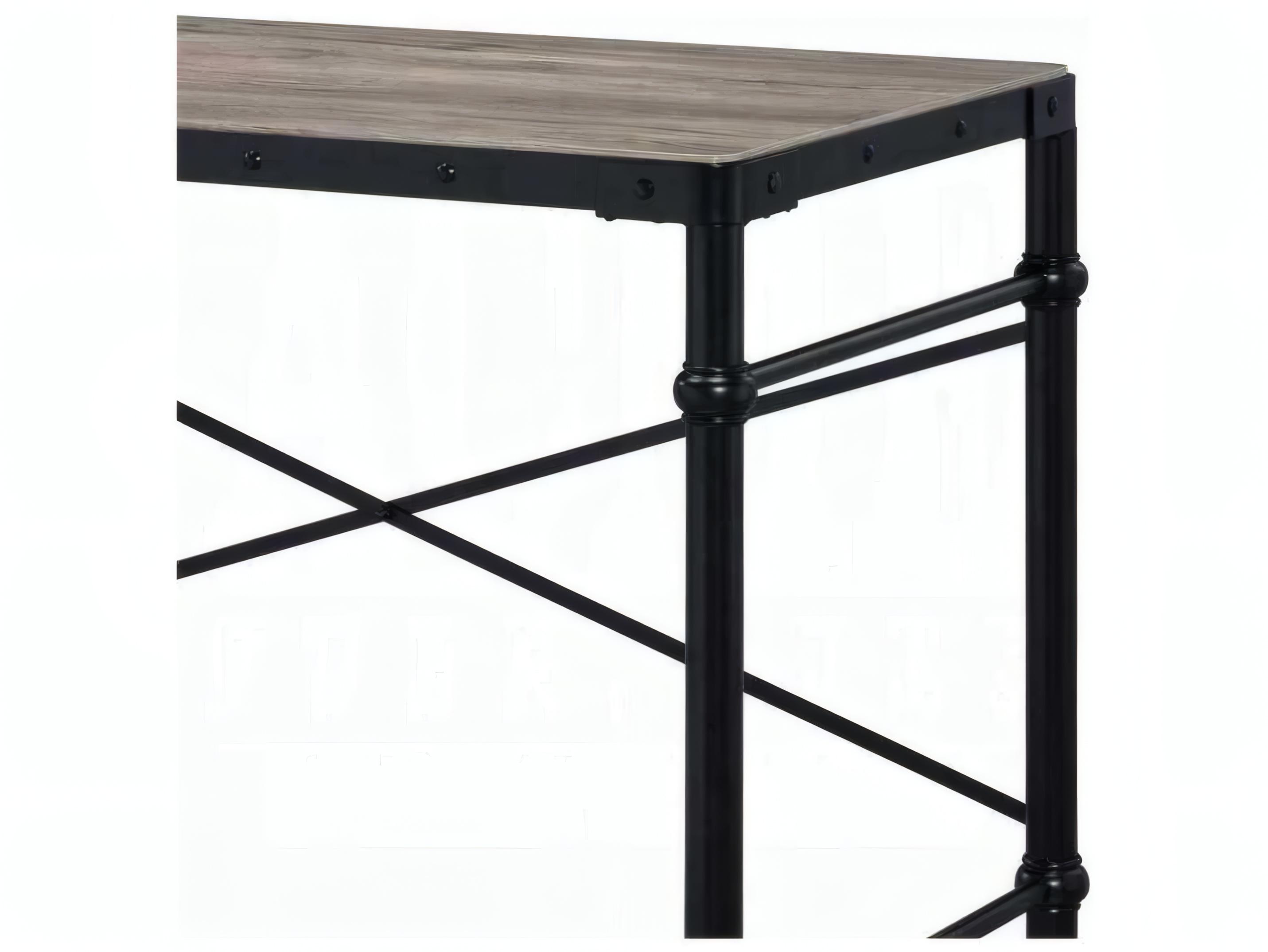 Acme Furniture Rustic Oak Black Writing Desk