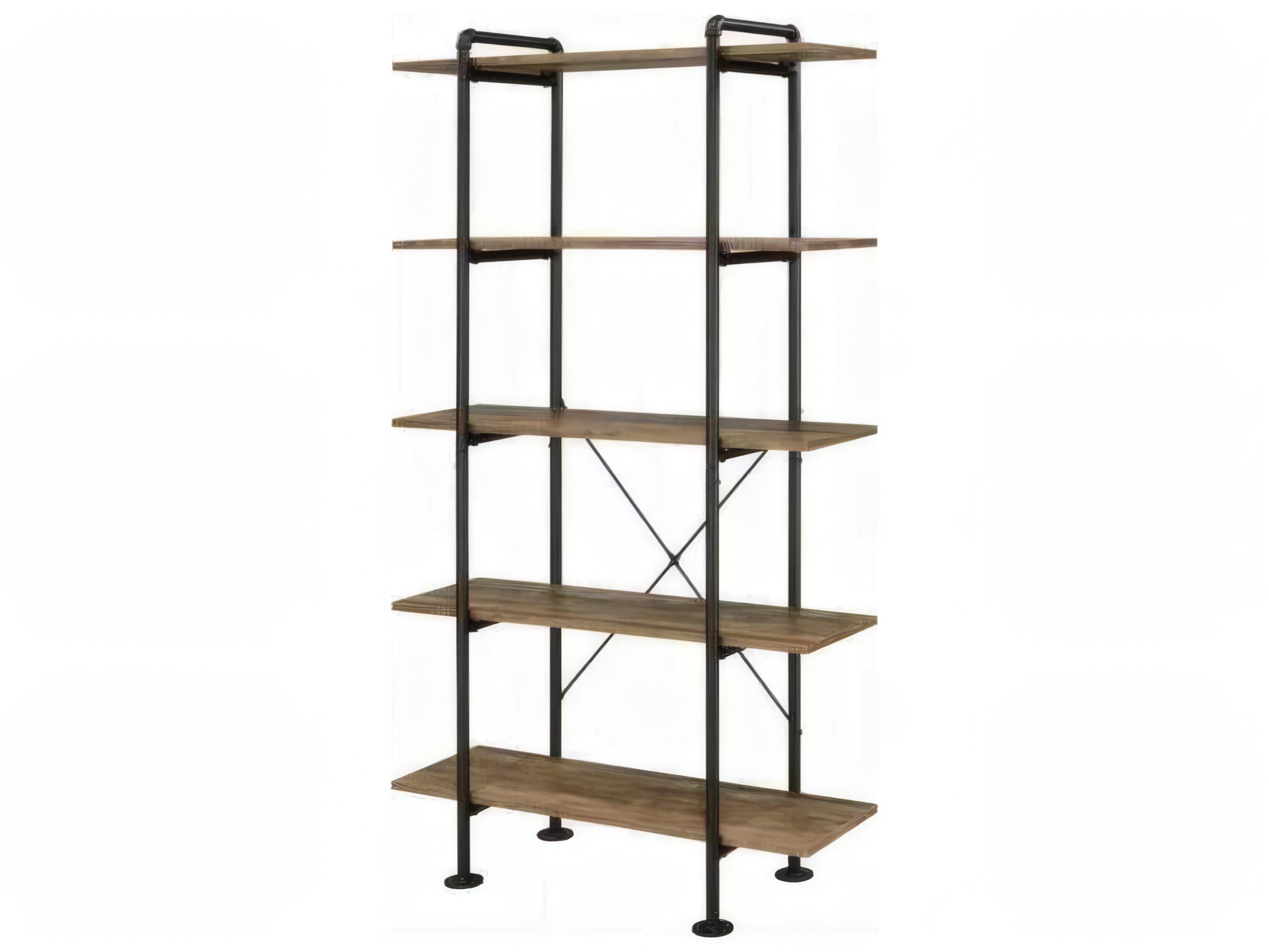 Acme Furniture Rustic Oak Black Bookcase