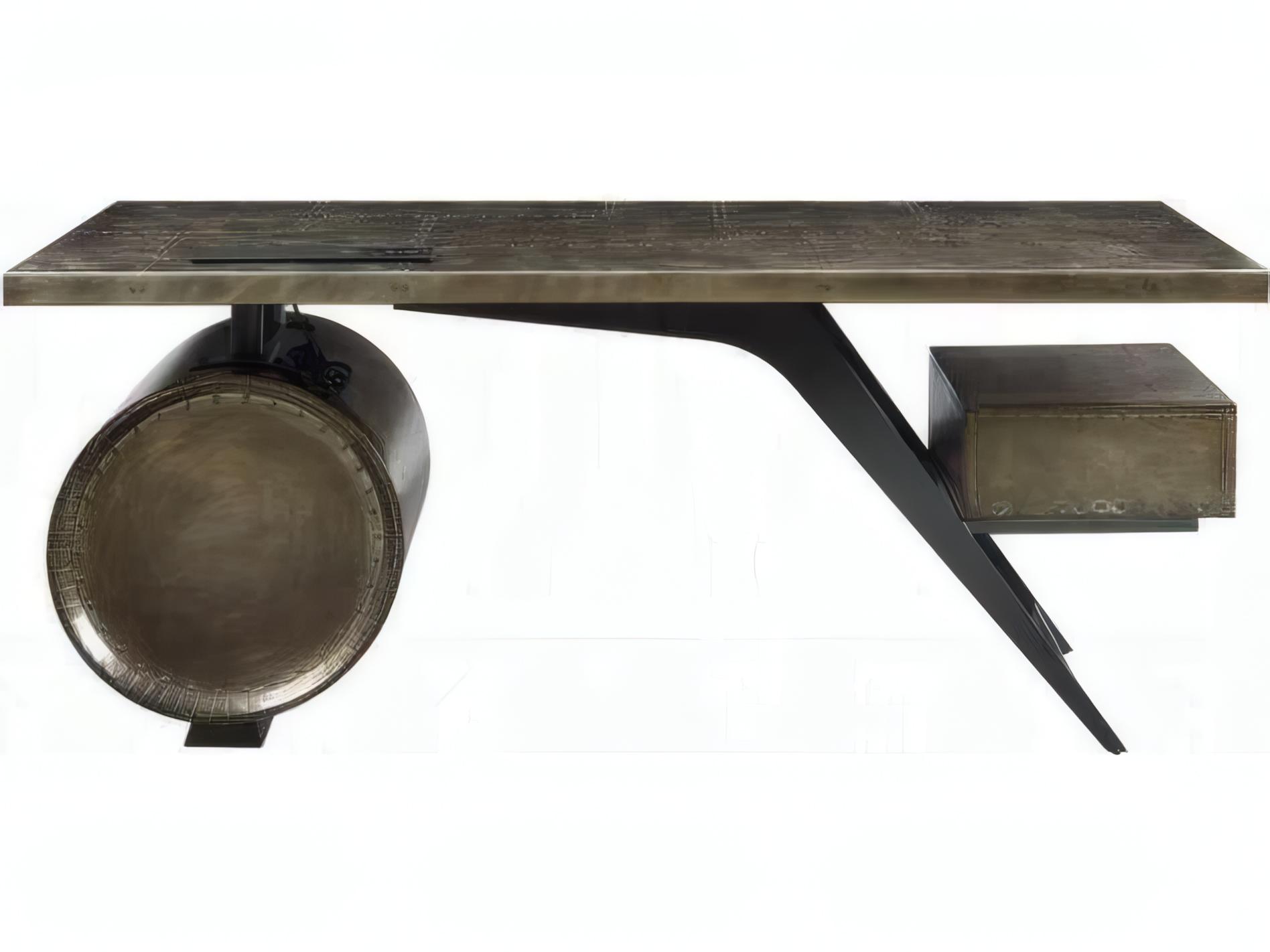 Acme Furniture Brancaster Bronze Aluminum Plywood Executive Desk