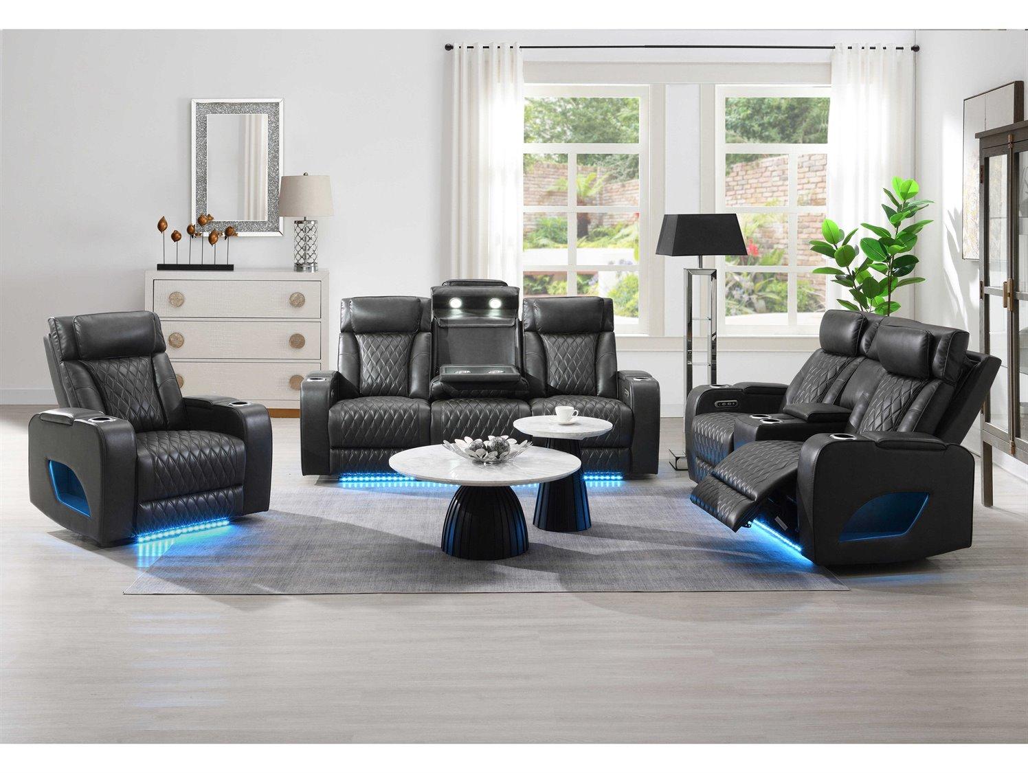 Acme Furniture Taddeo Black Living Room Sofa Set