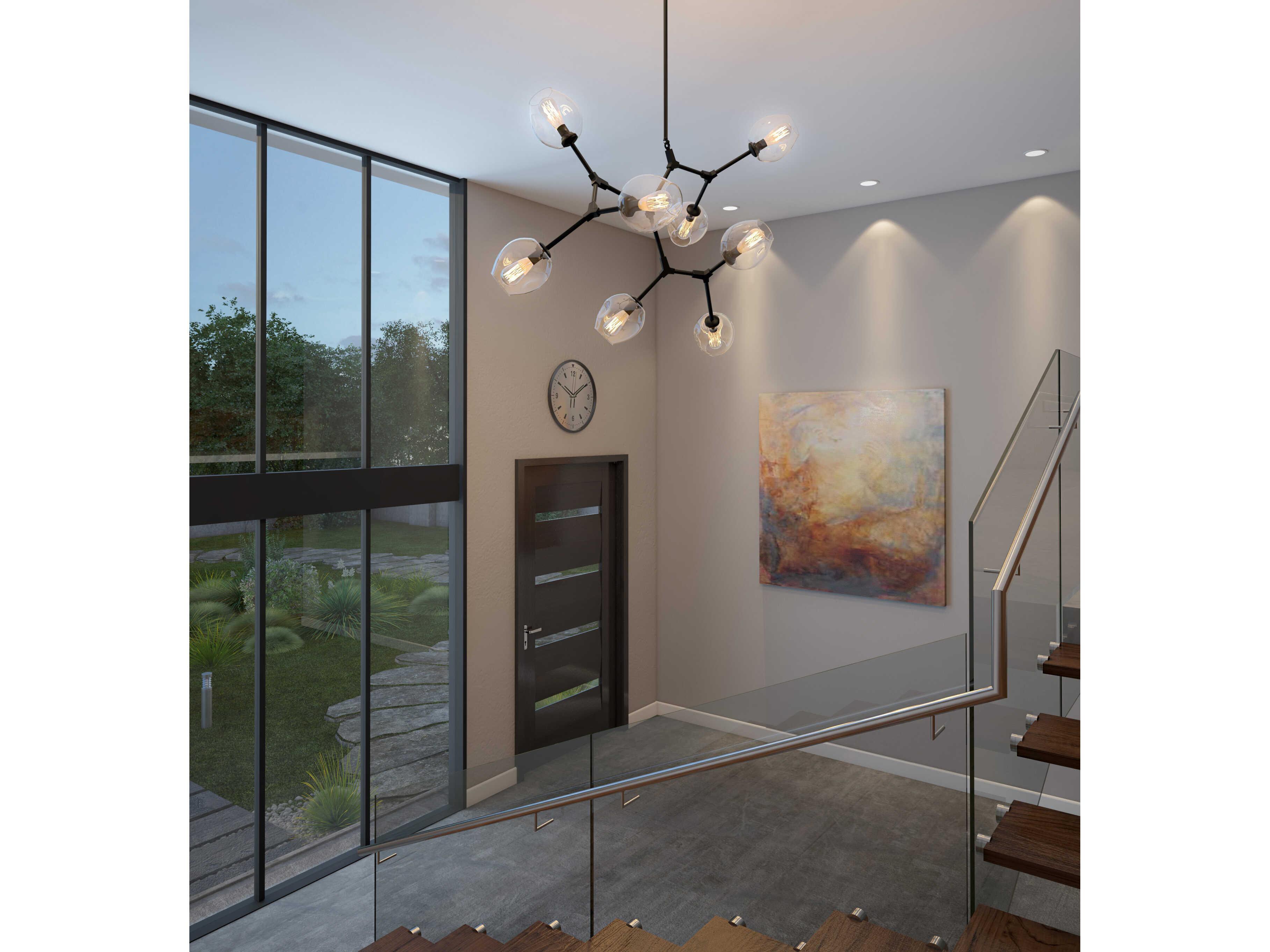 Artcraft Organic Black Glass LED Geometric Chandelier