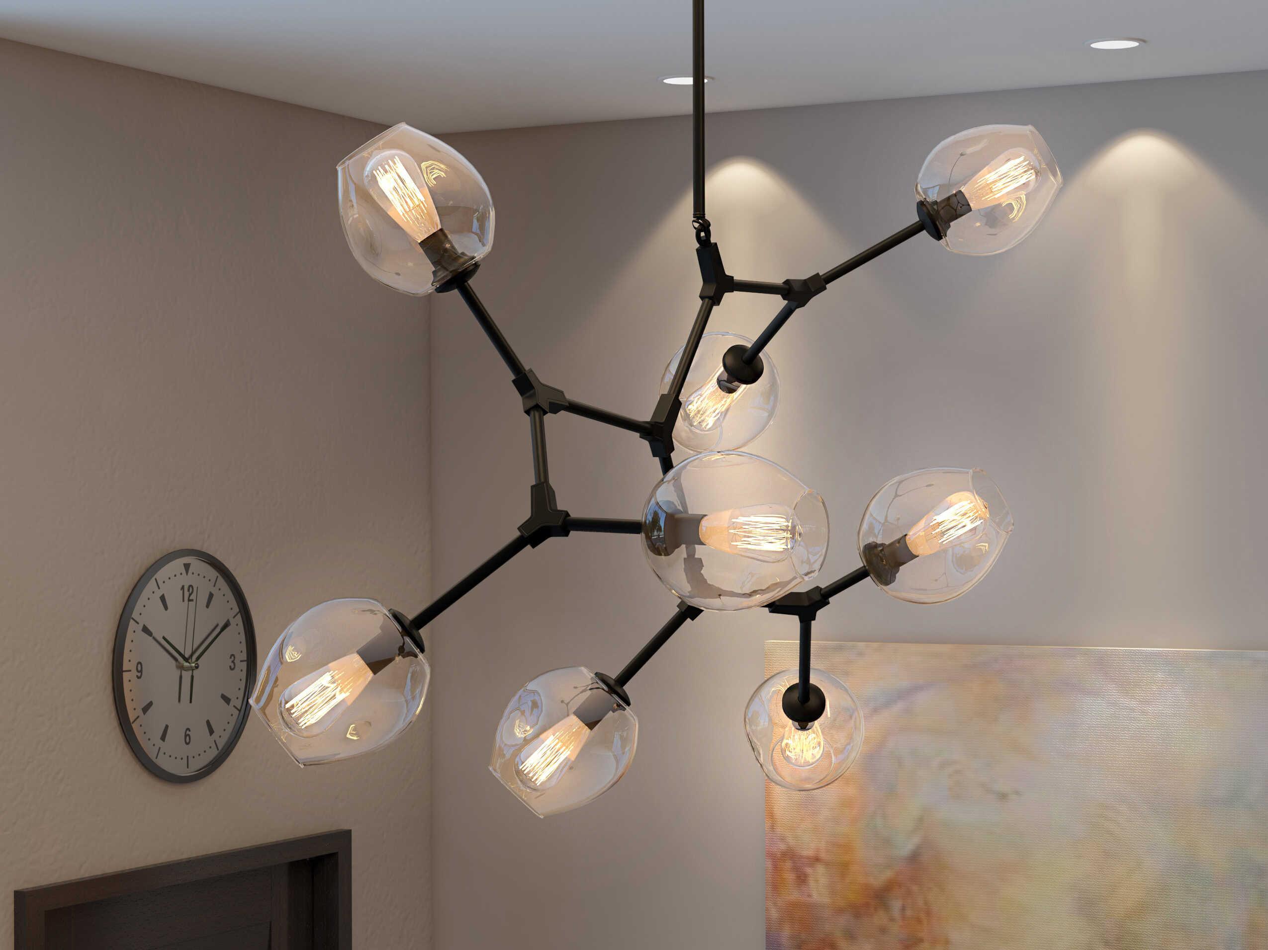 Artcraft Organic Black Glass LED Geometric Chandelier