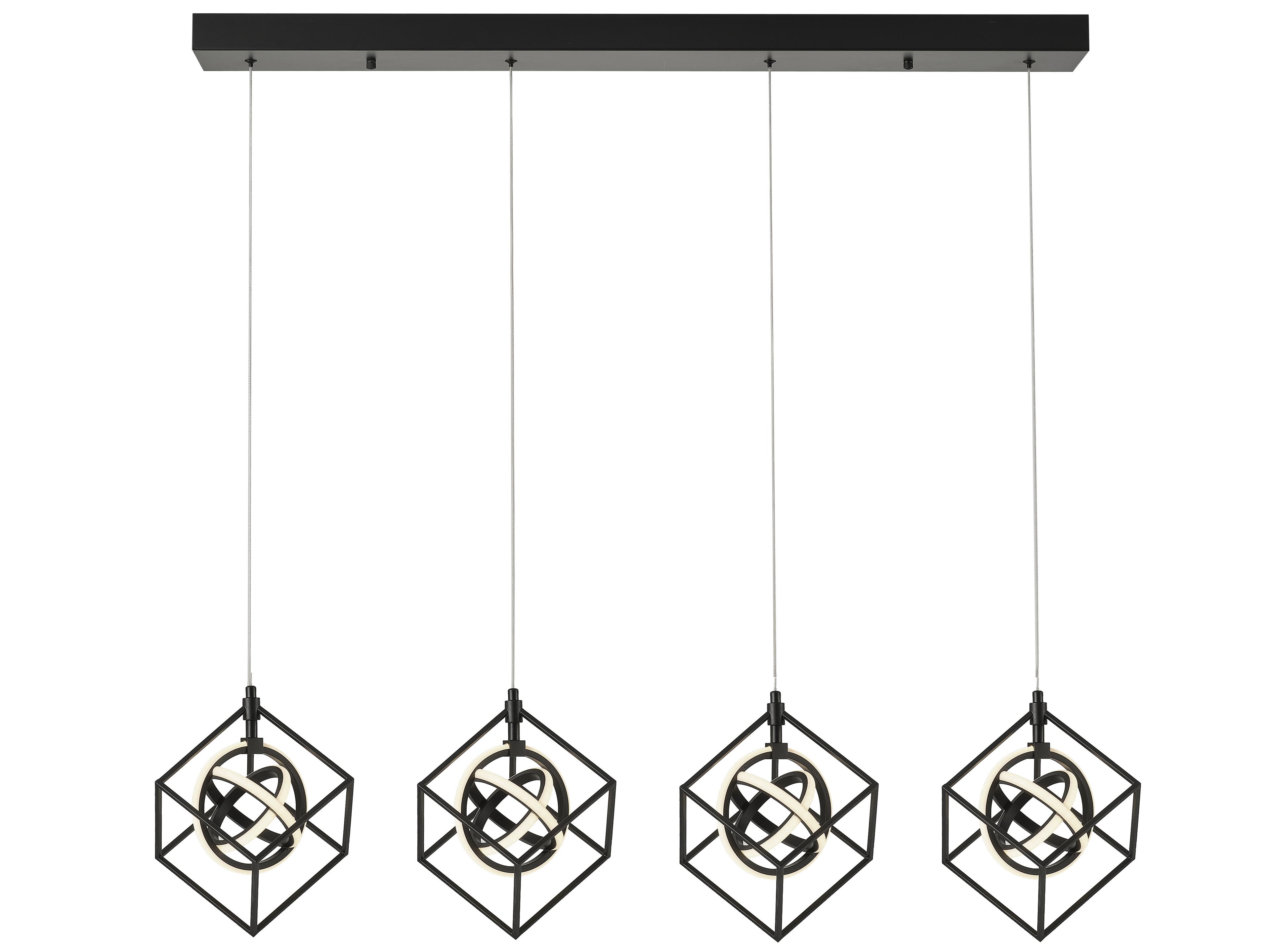 Artcraft Tulip 4-Light Matte Black Geometric Island Pendant