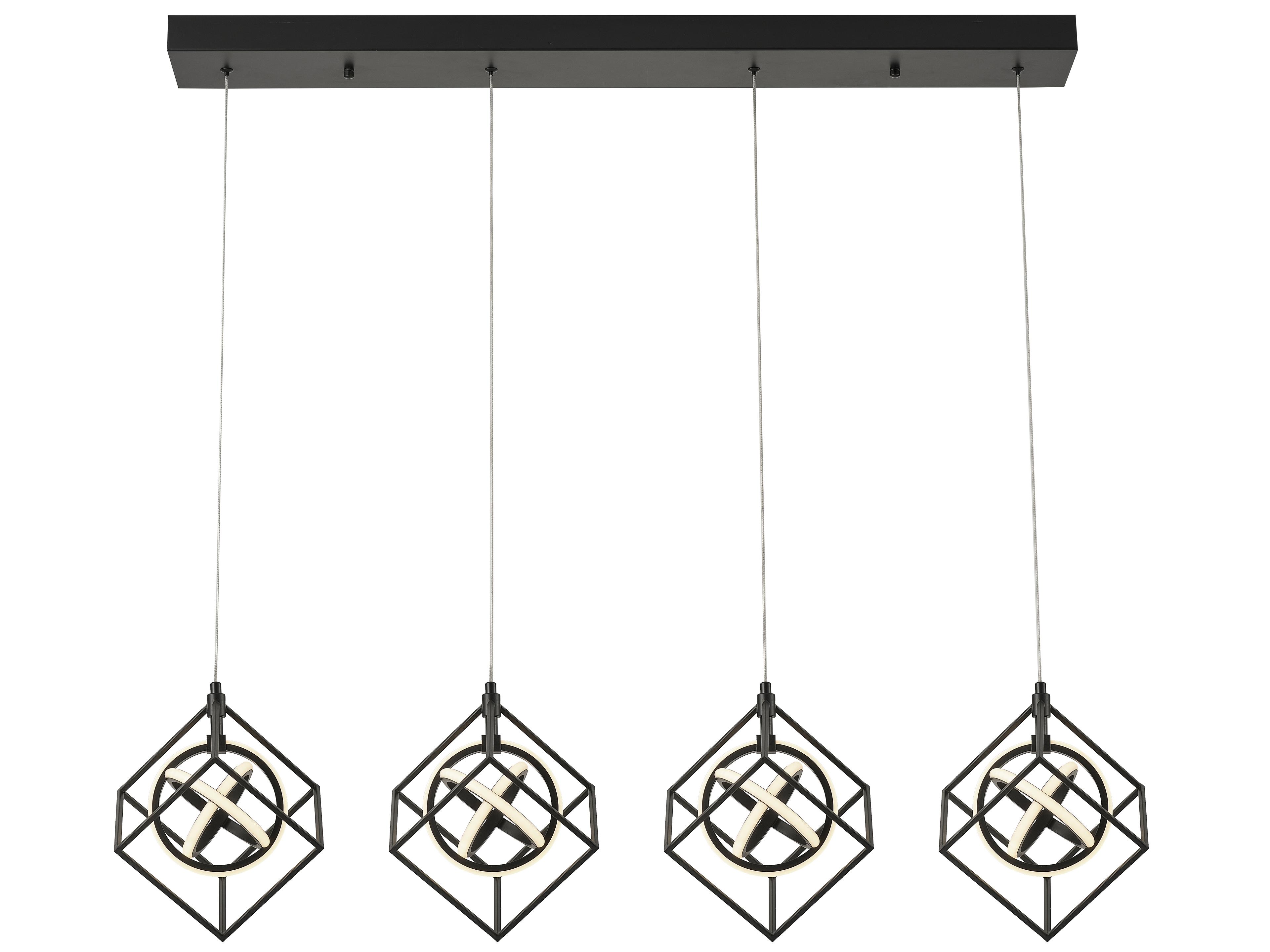 Artcraft Tulip 4-Light Matte Black Geometric Island Pendant