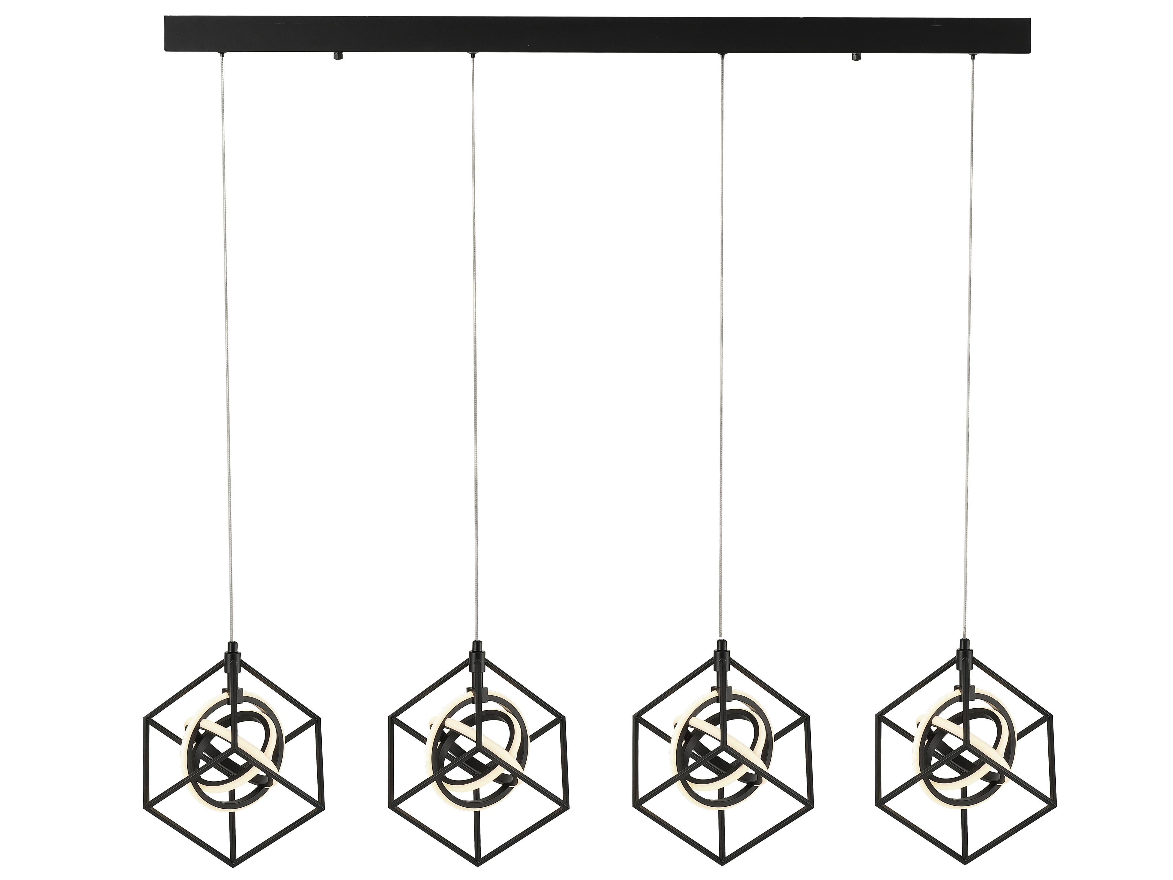 Artcraft Tulip 4-Light Matte Black Geometric Island Pendant