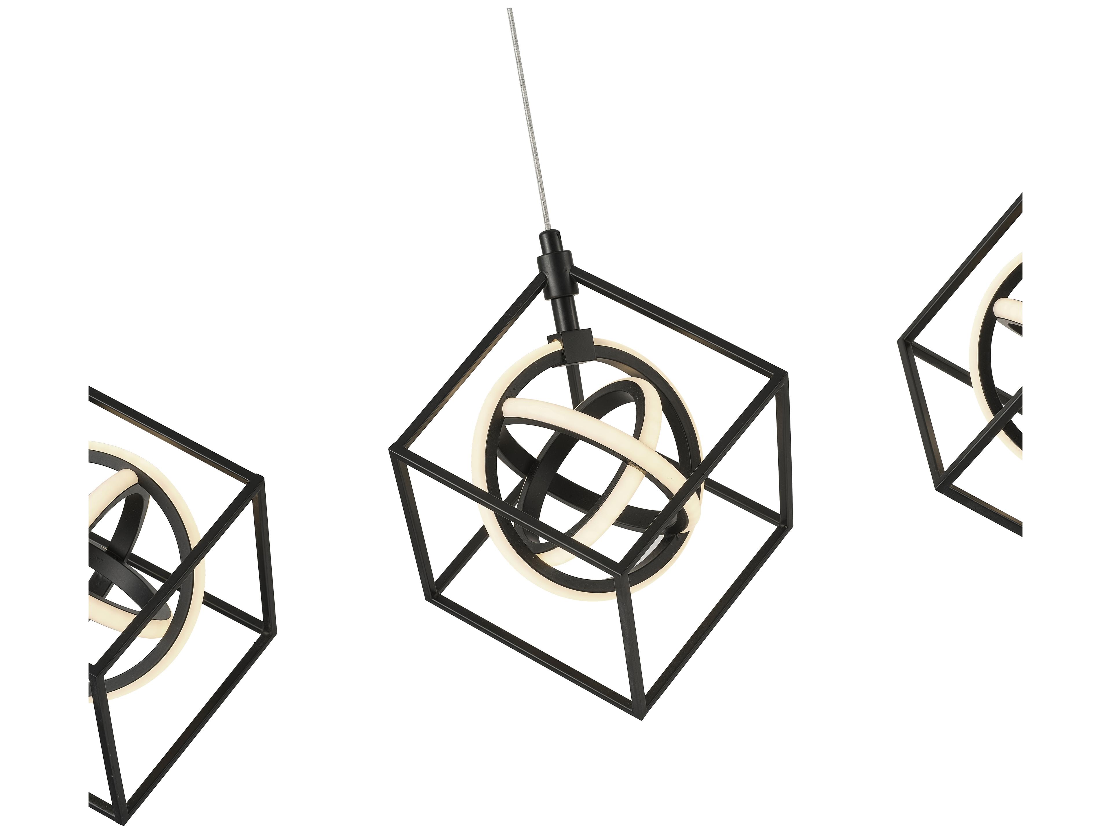 Artcraft Tulip 4-Light Matte Black Geometric Island Pendant