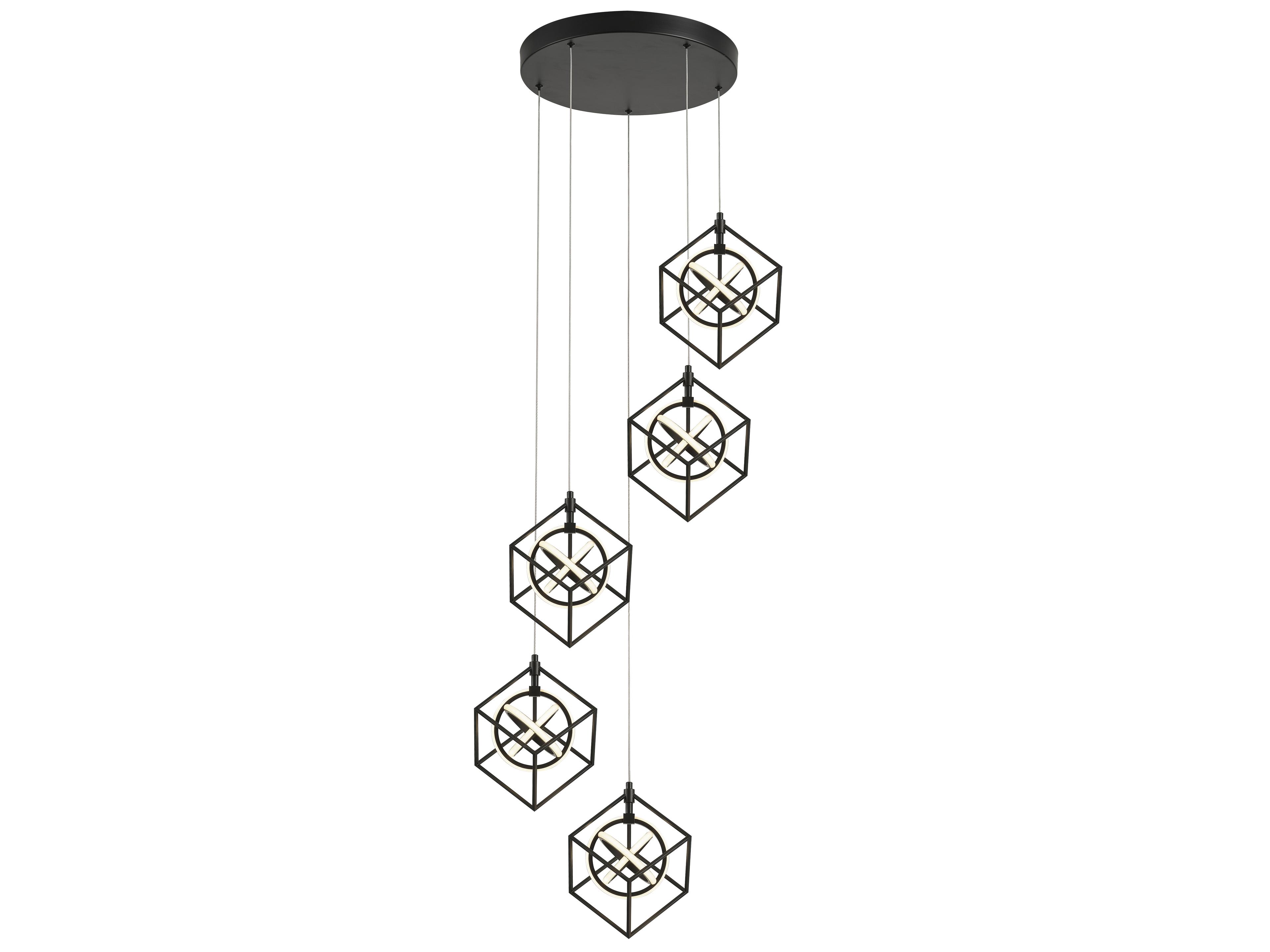 Artcraft Tulip 5-Light Matte Black Geometric Pendant