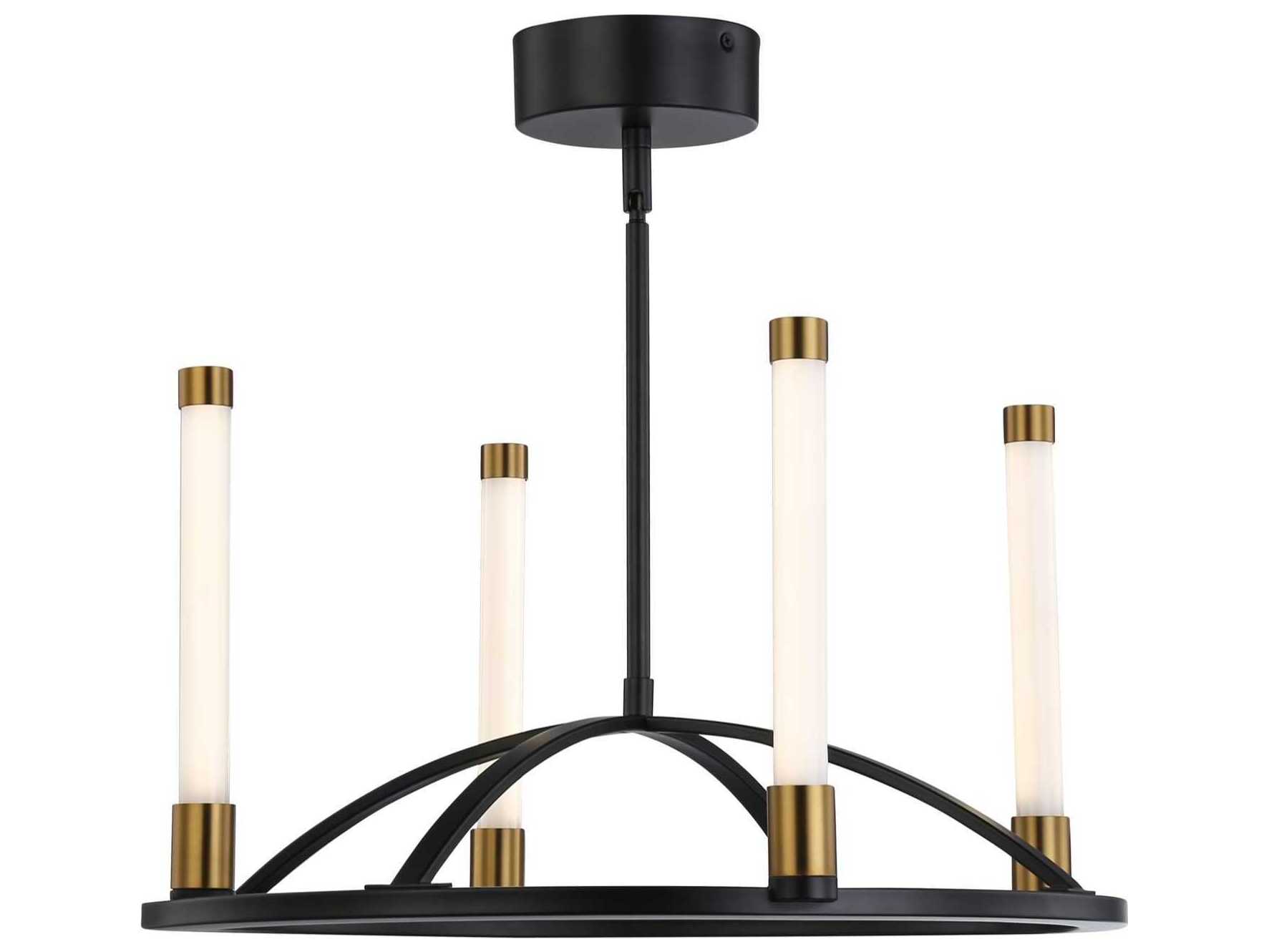 Artcraft Infiniti 4-Light Matte Black Brass Glass LED Cylinder Chandelier