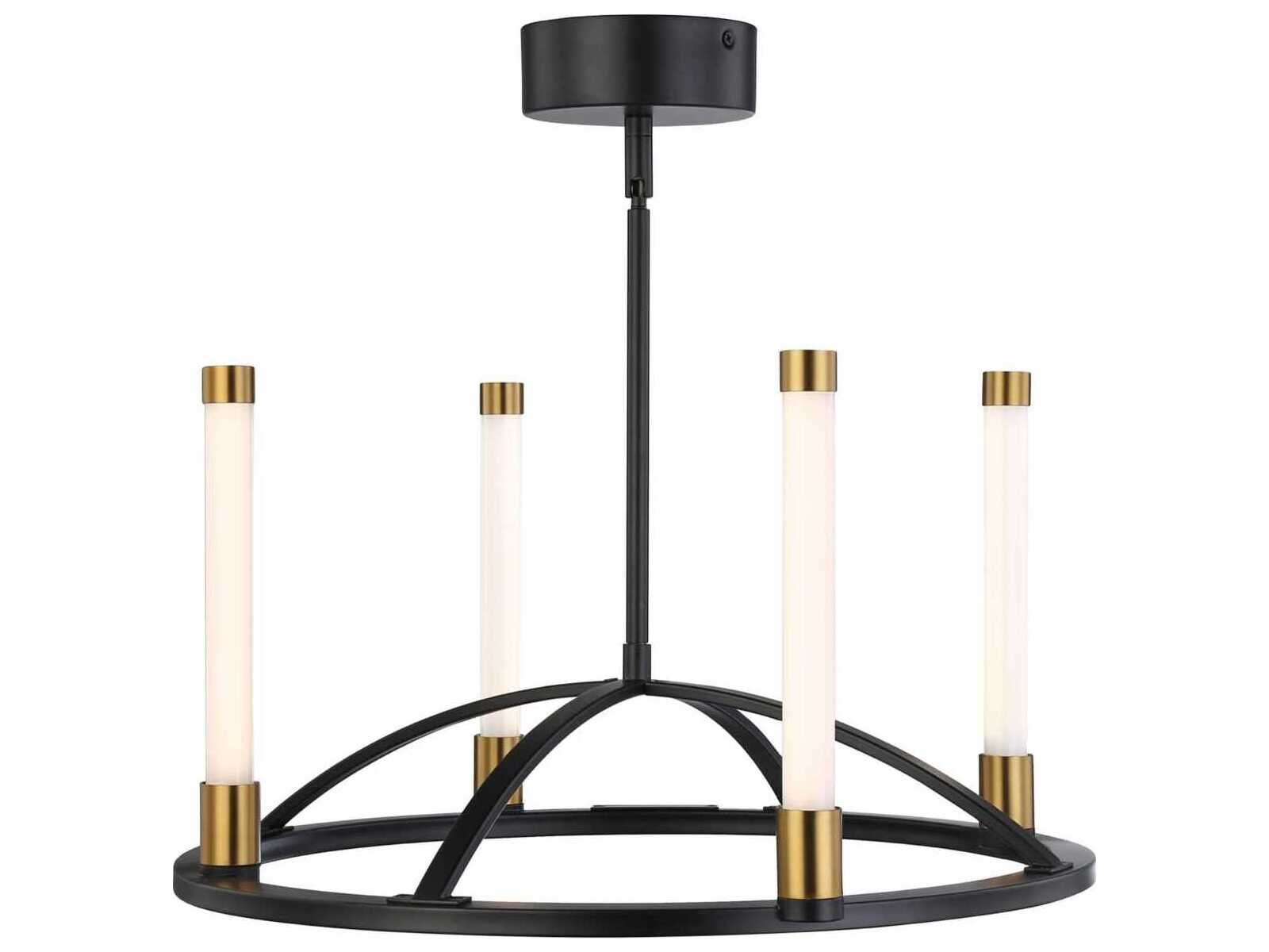 Artcraft Infiniti 4-Light Matte Black Brass Glass LED Cylinder Chandelier