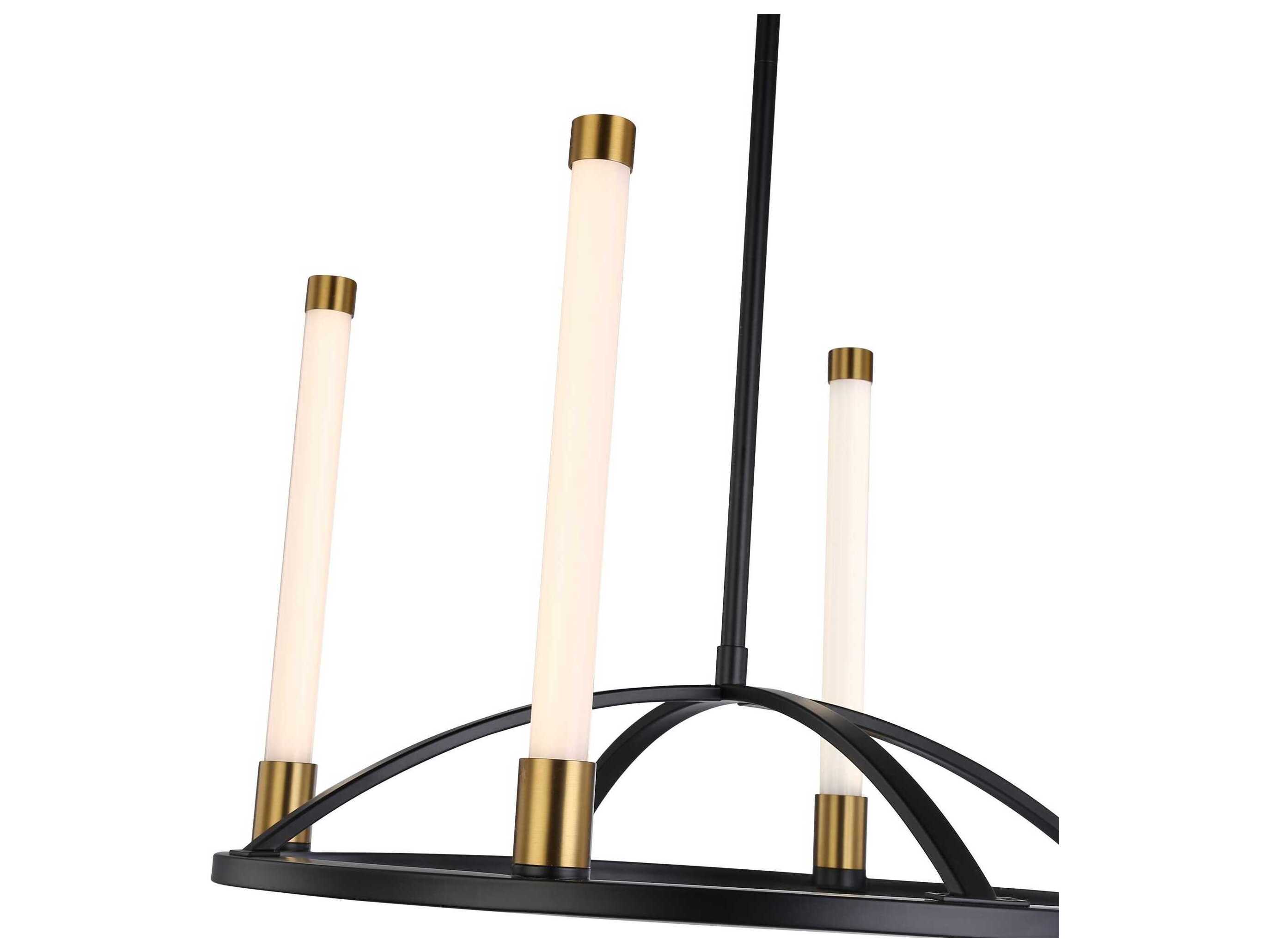 Artcraft Infiniti 4-Light Matte Black Brass Glass LED Cylinder Chandelier